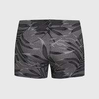 Essentials Floral Racer Badehose | Black Dipped Leaves