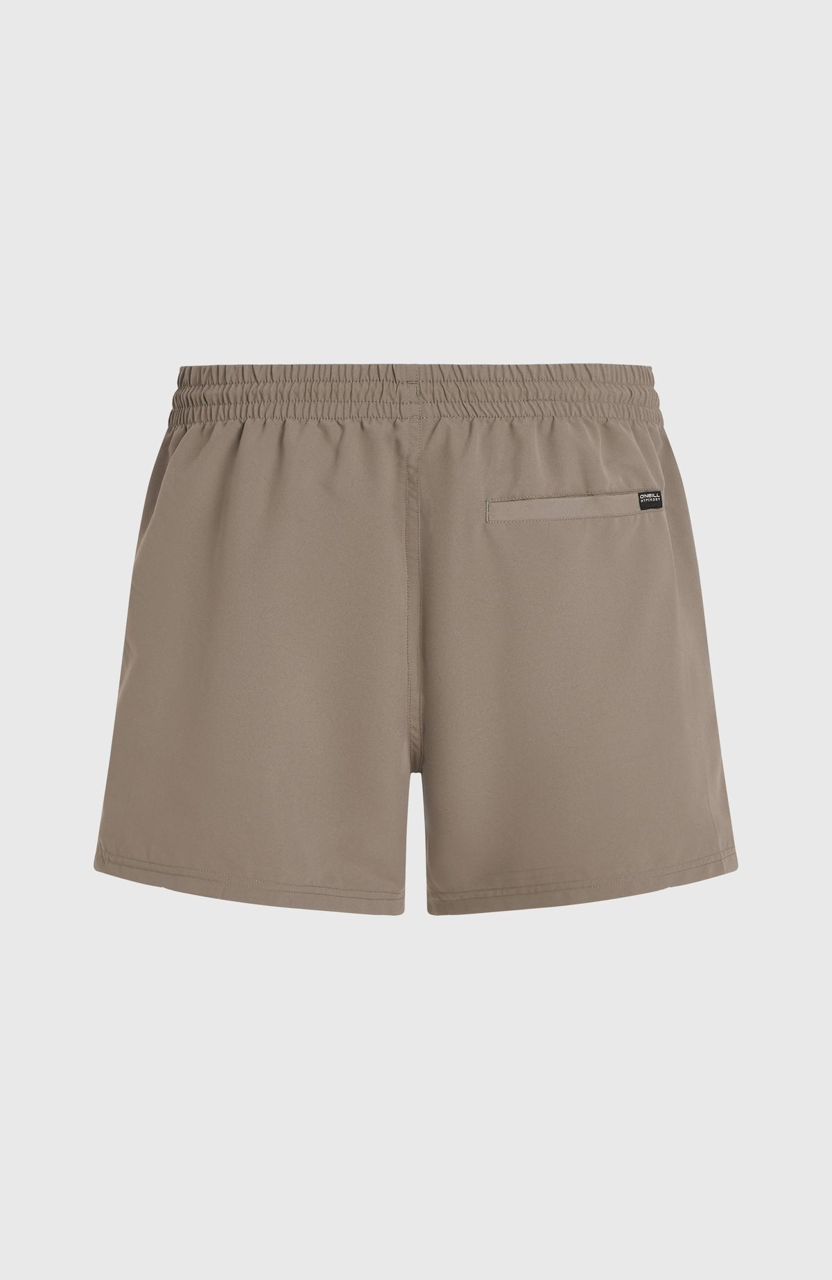 Cali 16'' Badehose für Herren, braun, flach liegend von hinten, eingelassene Gesäßtasche