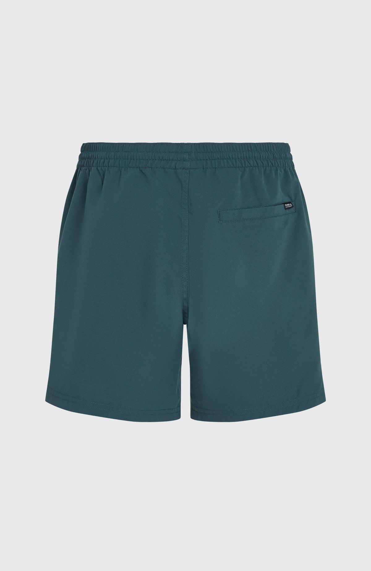 Original Cali 16'' Badehose für Herren, blau, flach liegend von hinten, elastischer Bund und Gesäßtasche