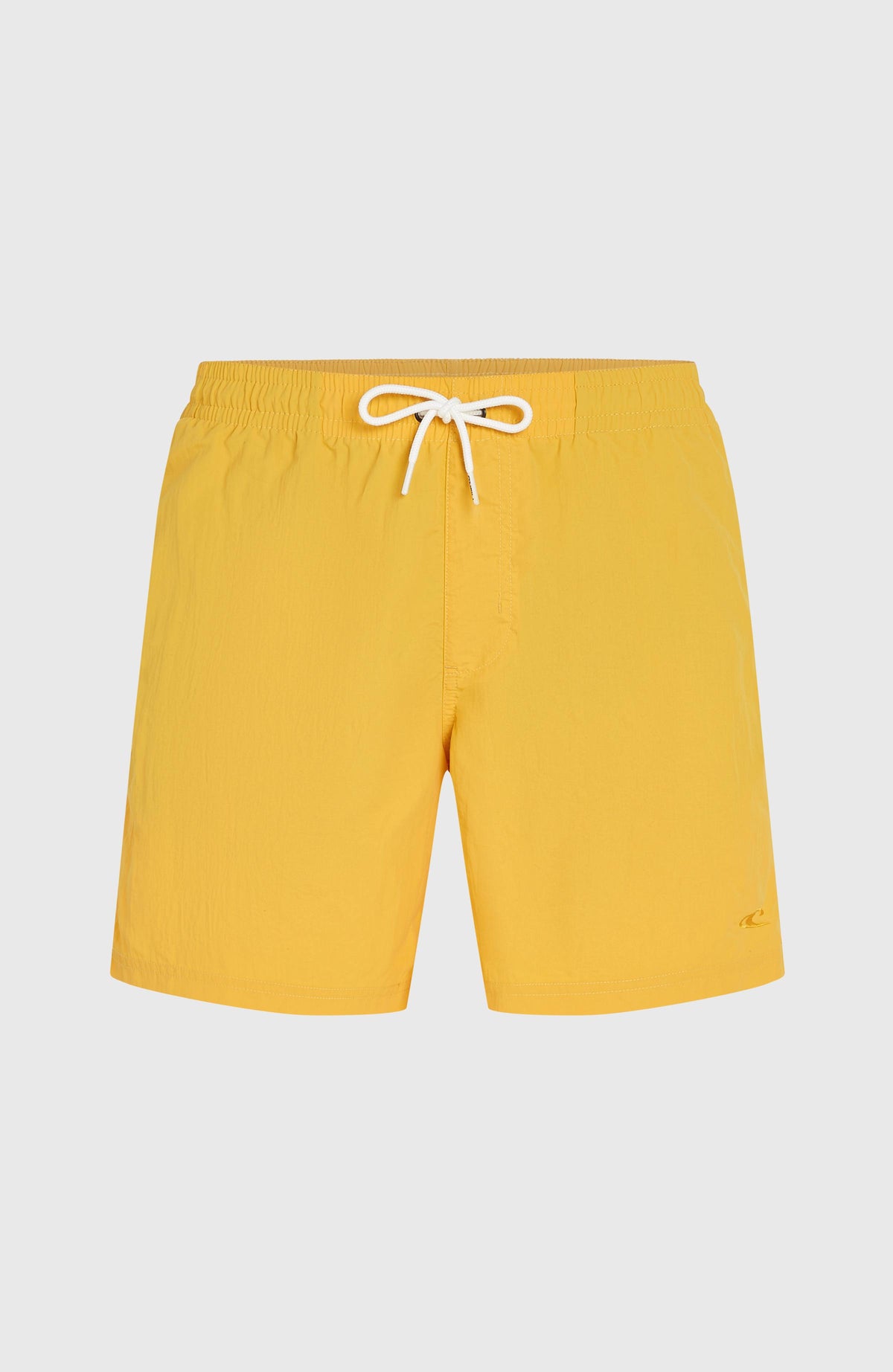 Vert 16'' Badehose für Herren, gelb, flach liegend von vorne mit elastischem Bund