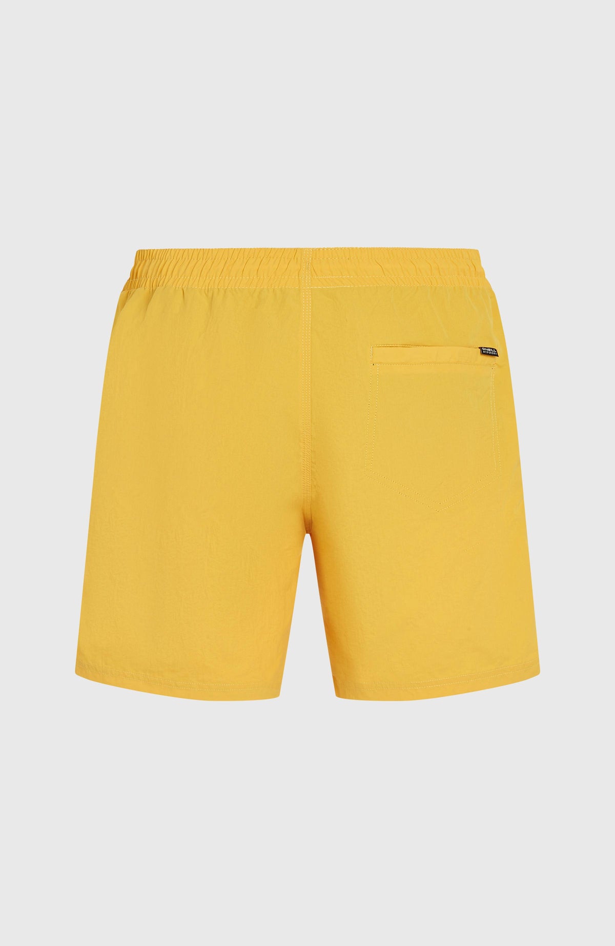 Vert 16'' Badehose für Herren, gelb, flach liegend von hinten mit Gesäßtasche