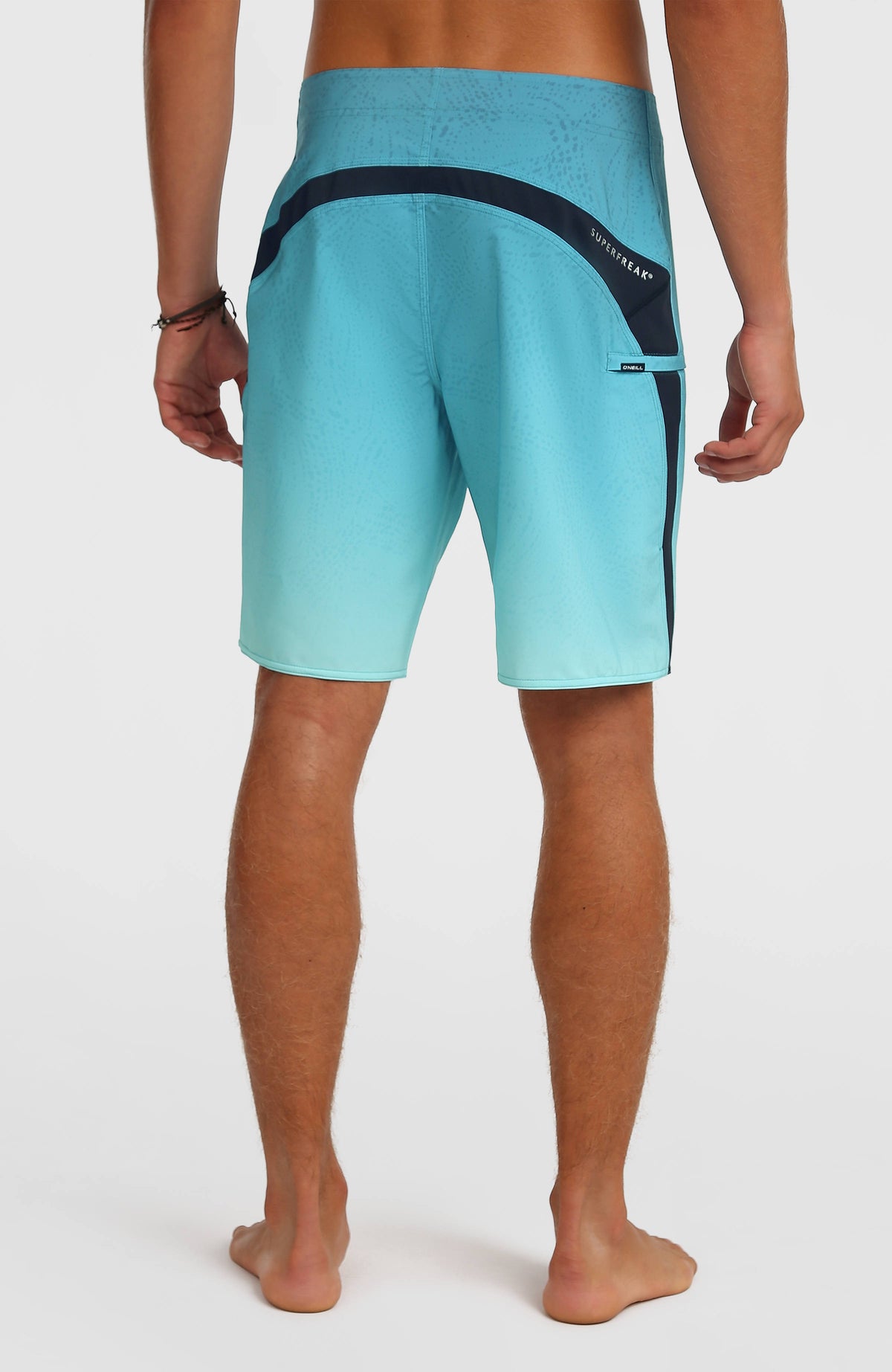 Superfreak Mysto 20'' Boardshorts für Herren, blau mit Farbverlauf in Hellblau, Rückansicht am Model