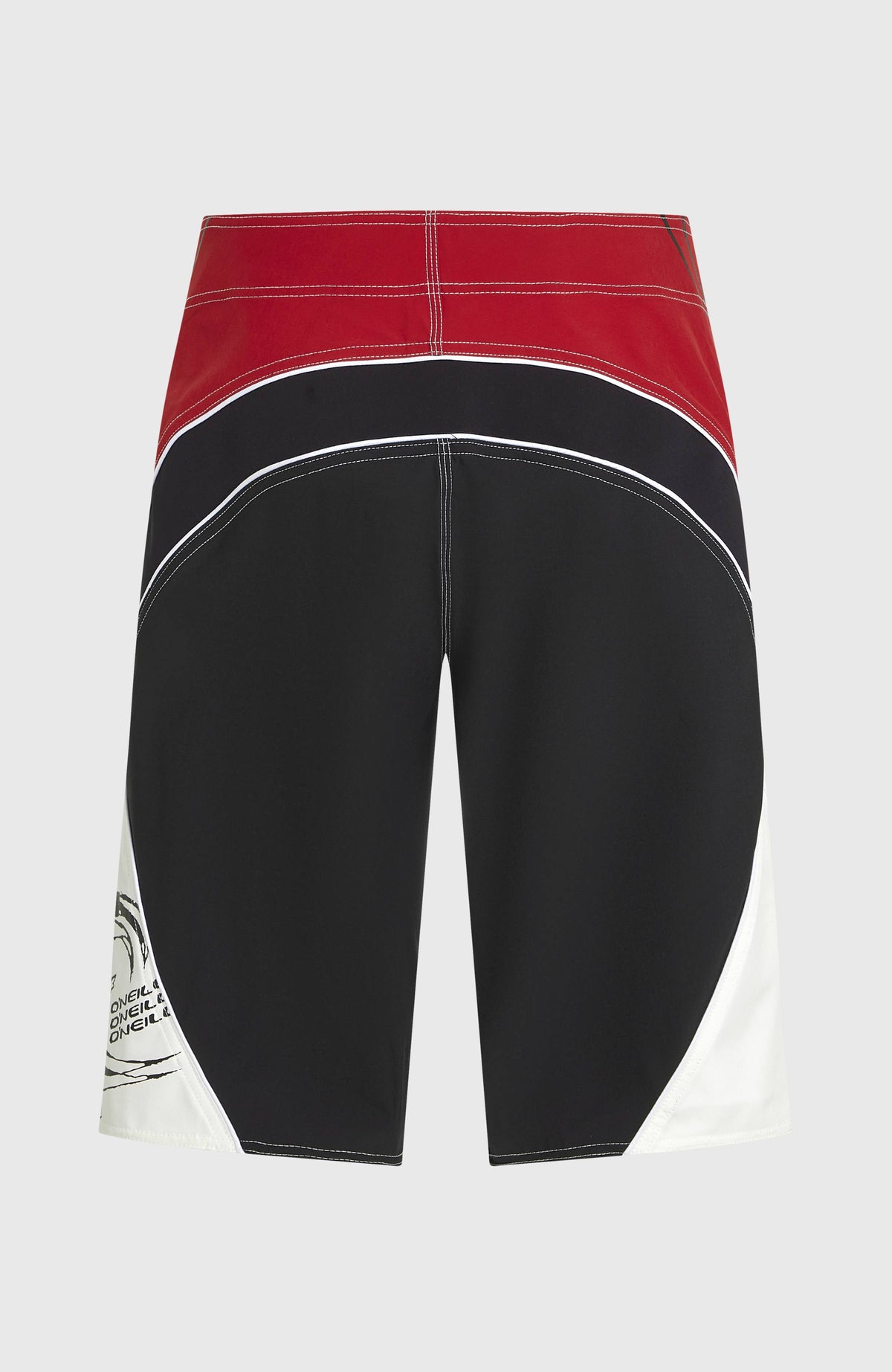 Superfreak Re-Issue Boardshorts für Herren, schwarz, freigestellt von hinten mit rotem Bund