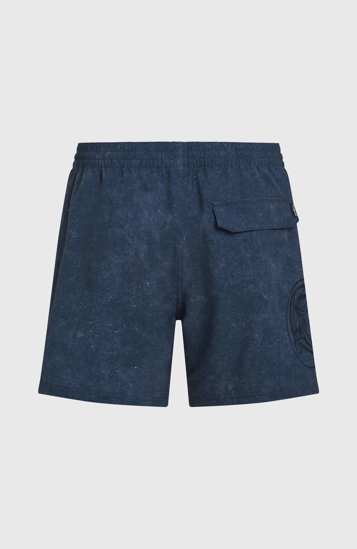 O'Riginals Cali Ocean 16'' Badehose, blau, freigestellt von hinten mit Gesäßtasche
