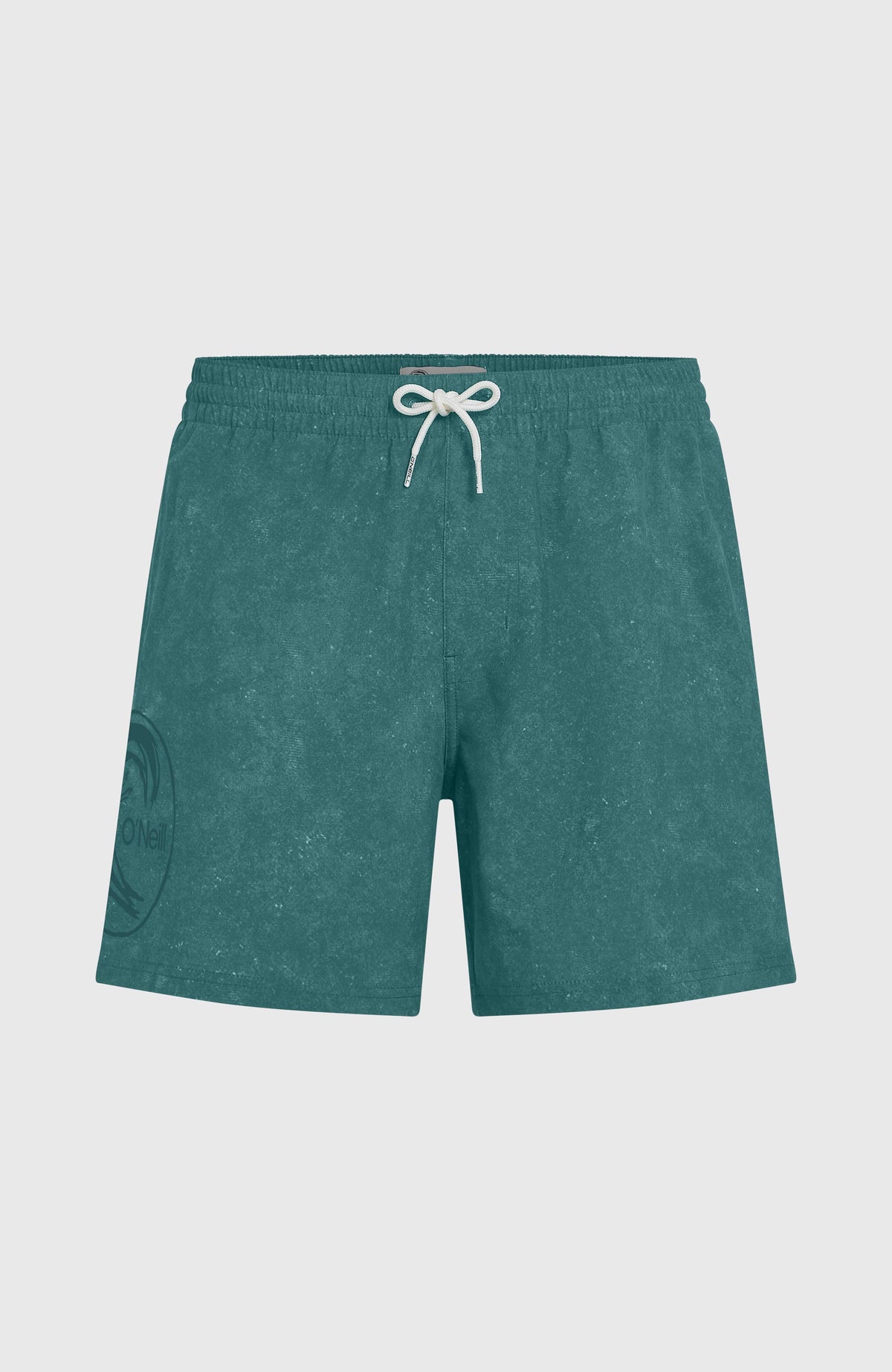 O'Riginals Cali Ocean 16'' Badehose für Herren, grün mit Logo-Print in Dunkelgrün, freigestellt von vorne