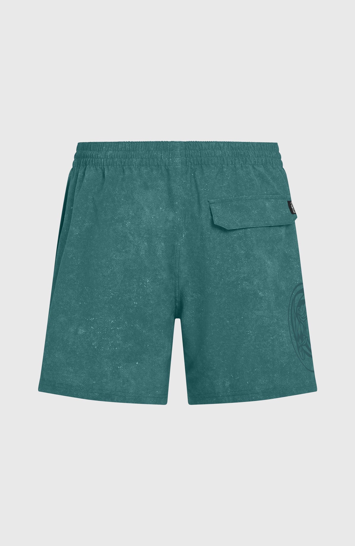 O'Riginals Cali Ocean 16'' Badehose für Herren, grün, freigestellt von hinten, Gesäßtasche mit Patte und Logo-Label