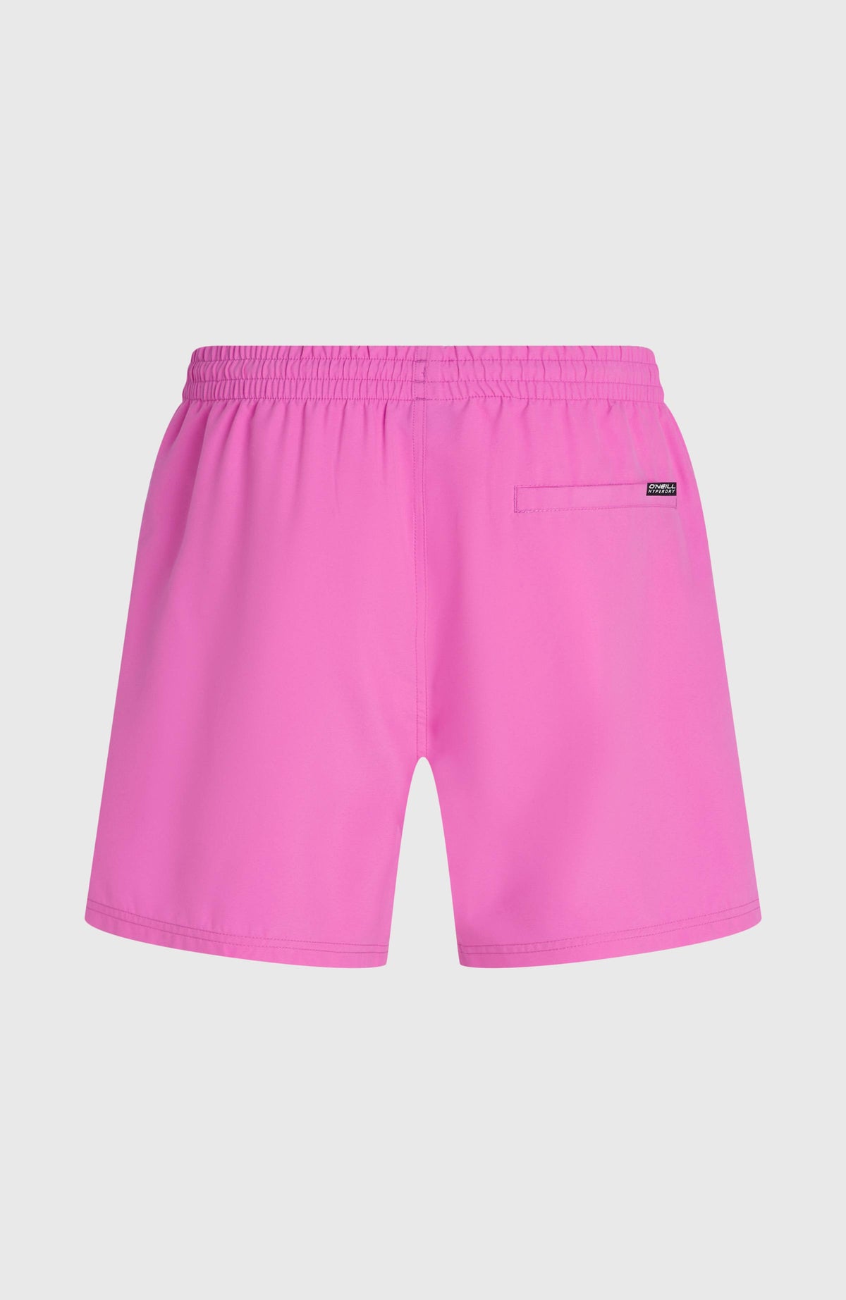 Logo 16'' Badehose für Herren, lila, flach liegend von hinten, Paspel-Gesäßtasche mit kleinem Logo-Patch