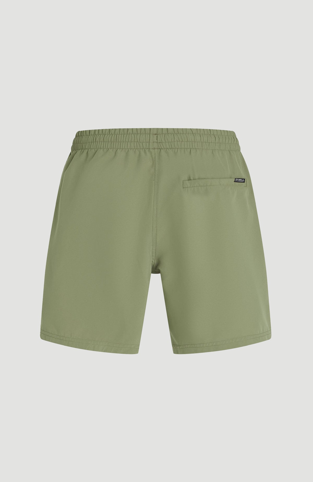 Logo 16'' Badehose für Herren, grün, flach liegend von hinten mit elastischem Bund und Gesäßtasche