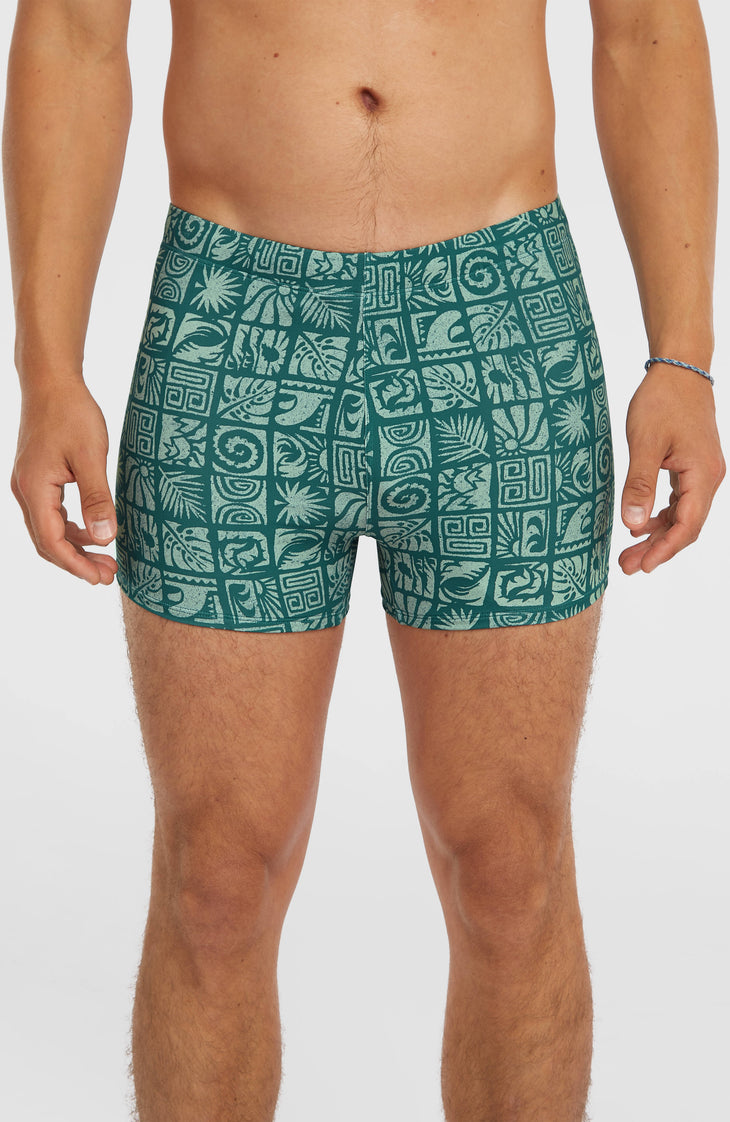 Essentials All-Over-Print Racer Badehose | Blue Bricks