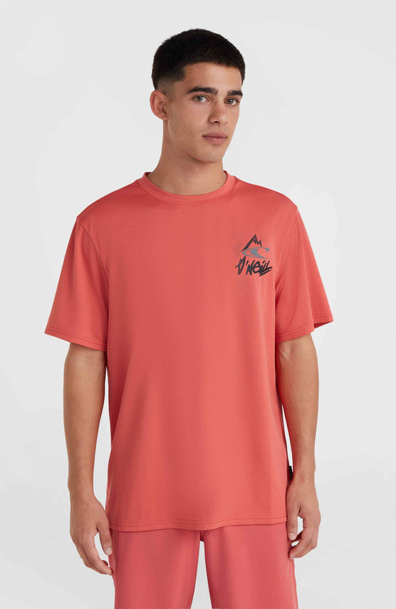 O'Neill Hybrid Logo Polygiene T-Shirt | Red Orcher