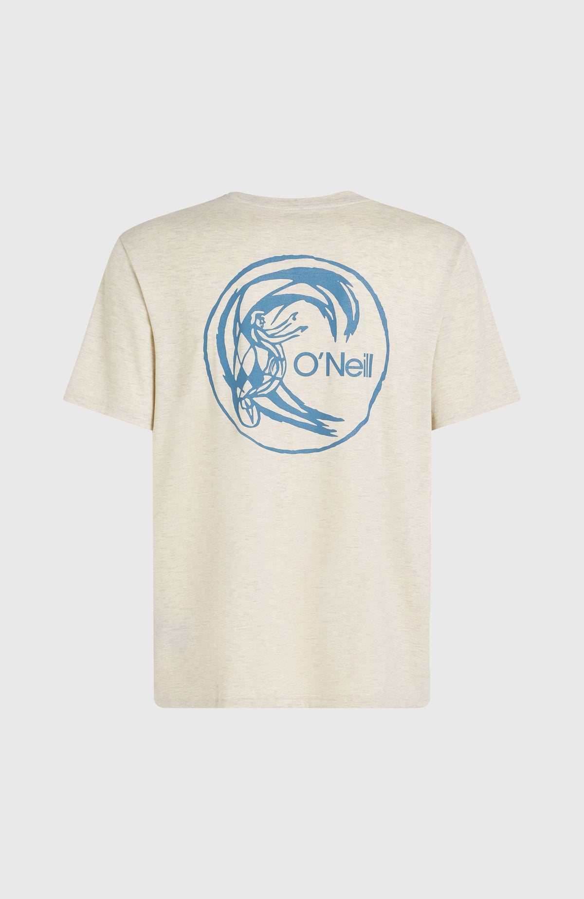 O'Riginals Hybrid T-Shirt für Herren, beige mit Logo-Print in Blau, flach liegend von hinten
