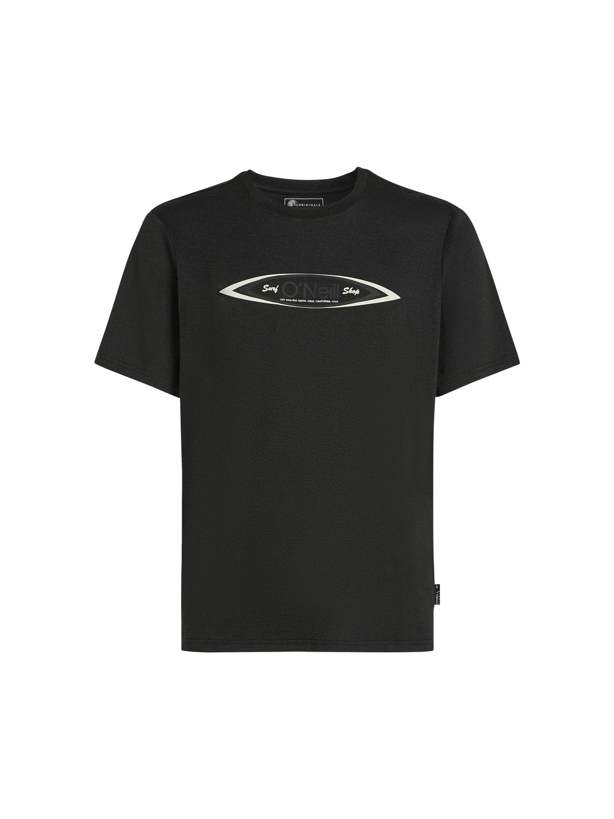 O'Riginals Hybrid T-Shirt für Herren, schwarz mit Logo-Print in Weiß, freigestellt von vorne