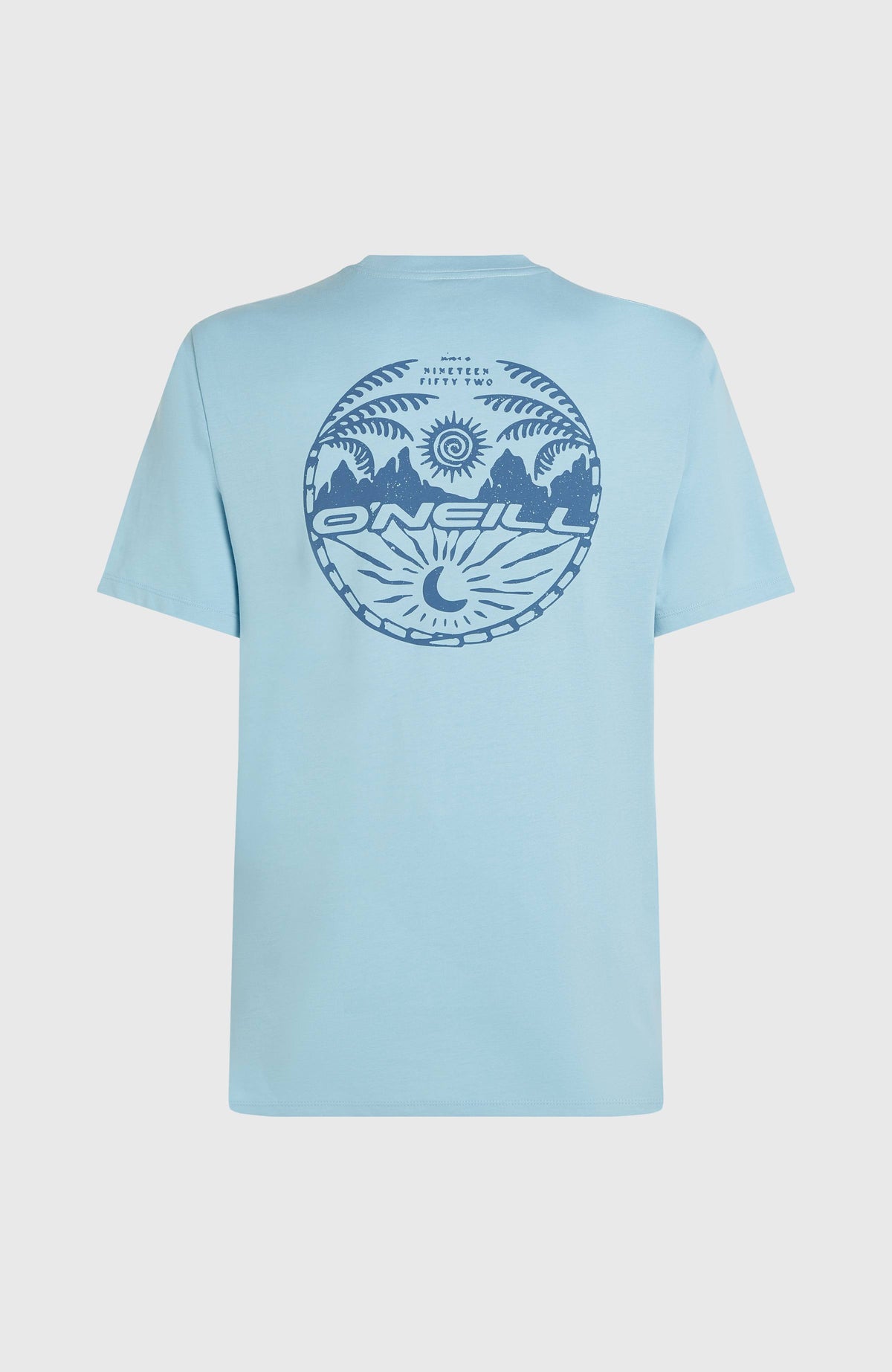 Back Print T-Shirt für Herren, blau mit Grafik-Print in Dunkelblau, flach liegend von hinten