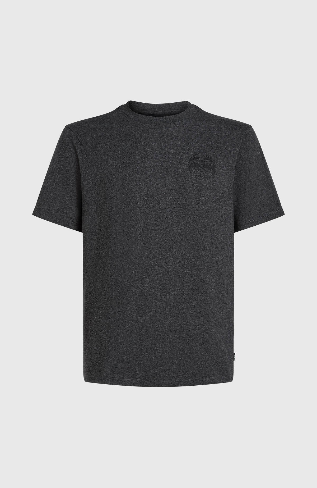 Back Print T-Shirt für Herren, schwarz, freigestellt von vorne mit kleinem Brustprint