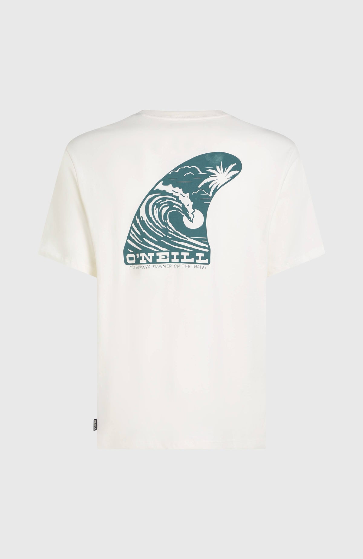 Surf Co T-Shirt für Herren, weiß mit Logo-Print in Grün, freigestellt von hinten mit großem Print