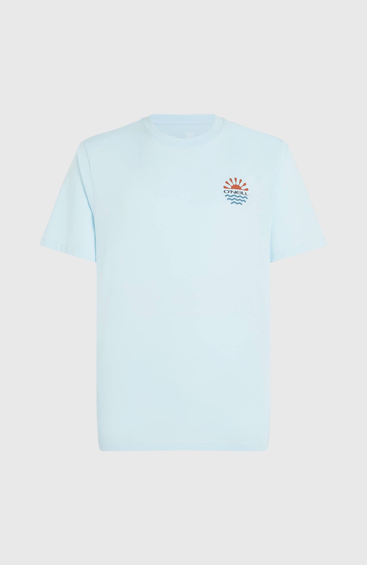 Sun T-Shirt für Herren, blau mit Logo-Print in Orange und Türkis, flach liegend von vorne