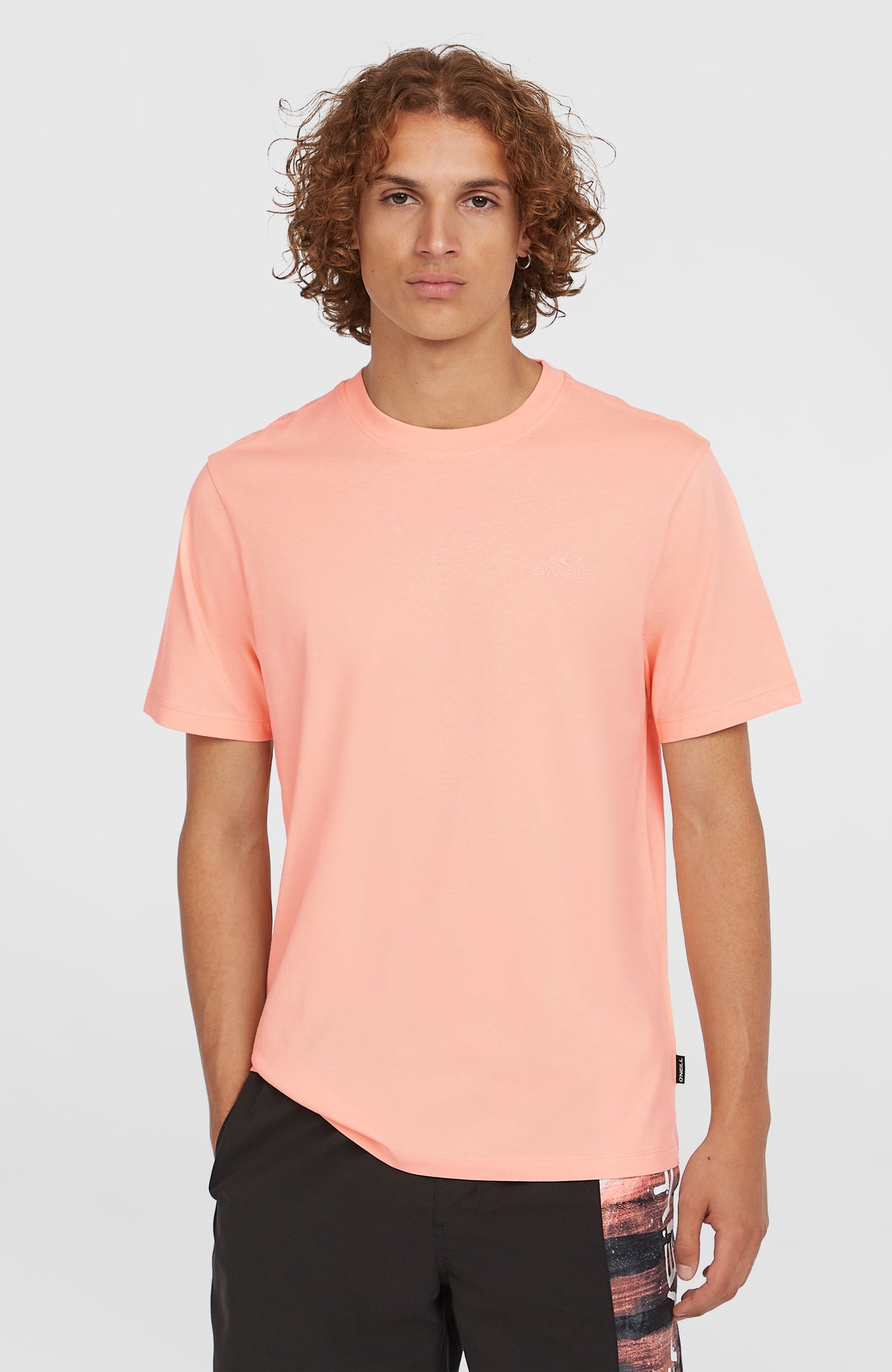O'Neill Small Logo T-Shirt für Herren, pink, Vorderansicht am Model