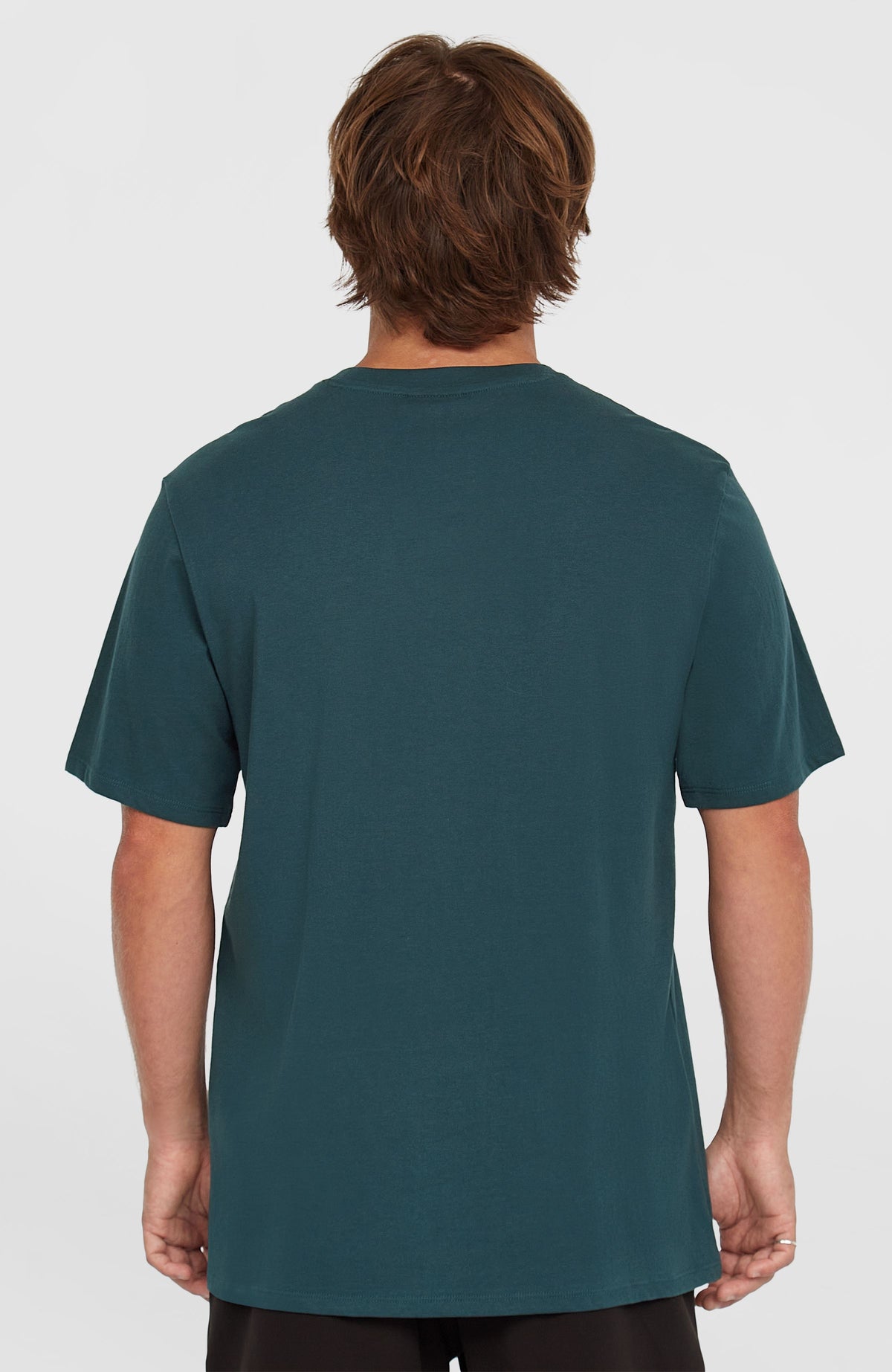 Logo T-Shirt für Herren, blau, Rückansicht am Model mit Rundhalsausschnitt