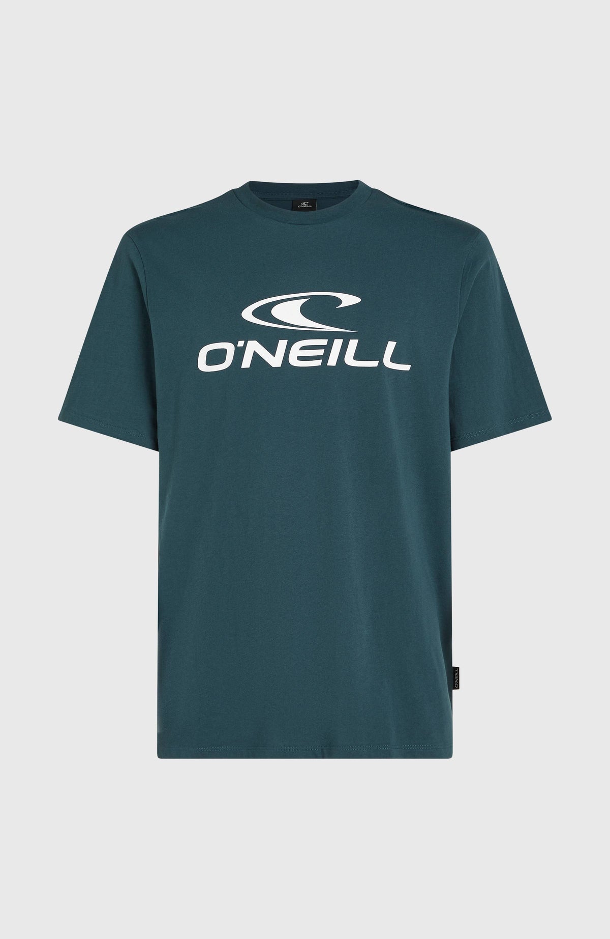 Logo T-Shirt für Herren, blau mit Logo-Print in Weiß, freigestellt von vorne mit kleinem Seitenlabel