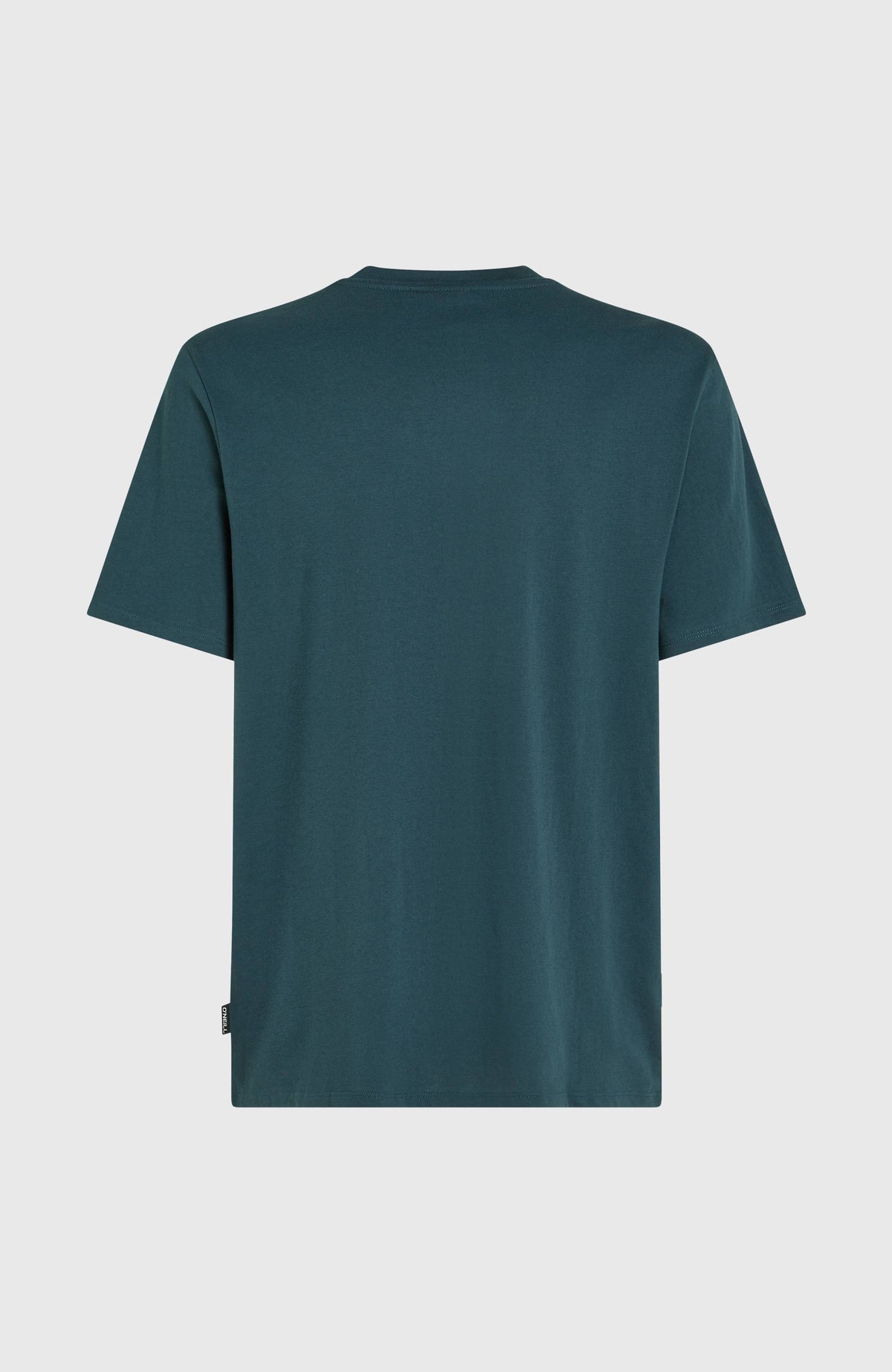 Logo T-Shirt für Herren, blau, freigestellt von hinten mit dezentem Logo-Label am Saum