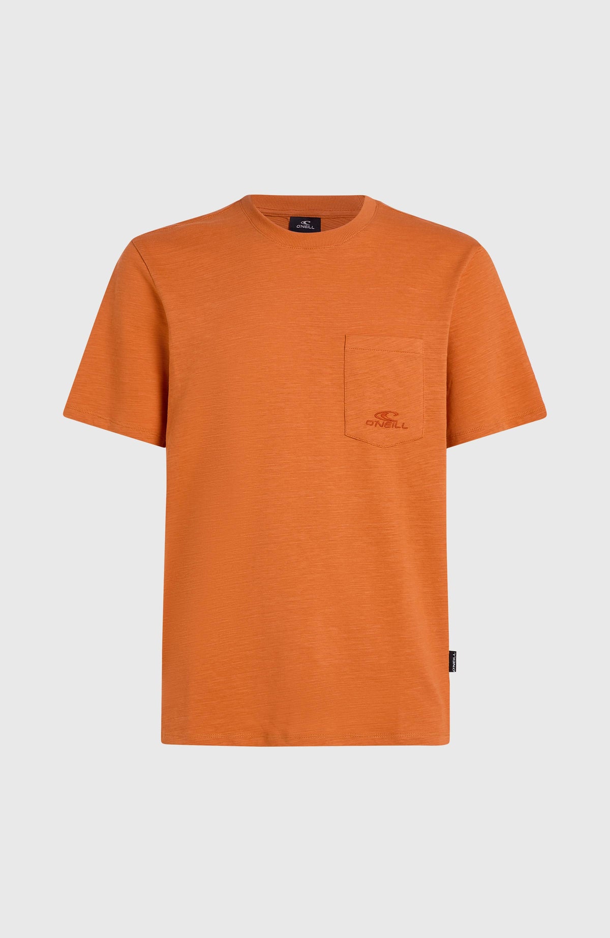 Slub Chest Pocket T-Shirt für Herren, orange, freigestellt von vorne mit Brusttasche