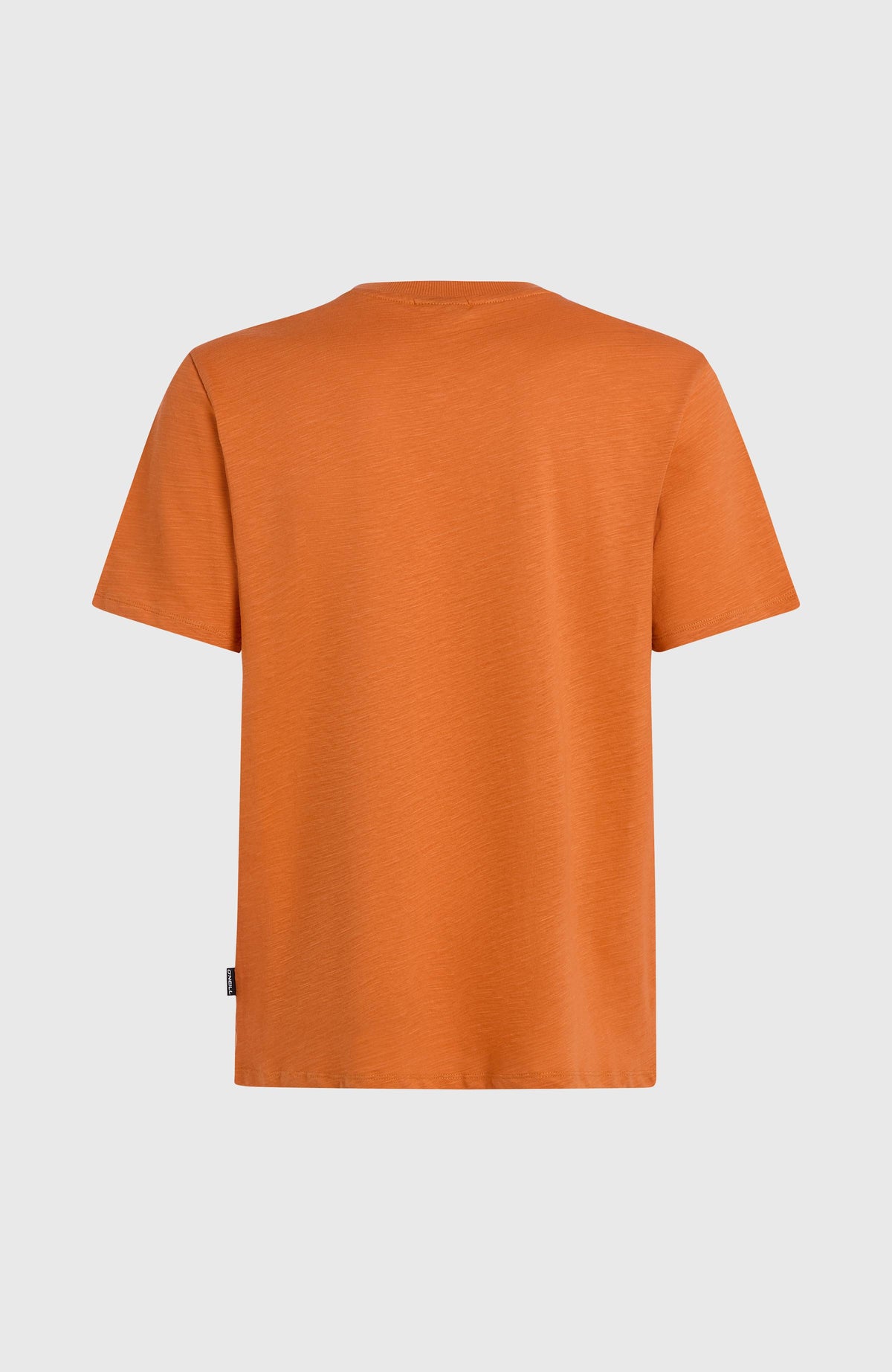 Slub Chest Pocket T-Shirt für Herren, orange, freigestellt von hinten mit Label-Fähnchen