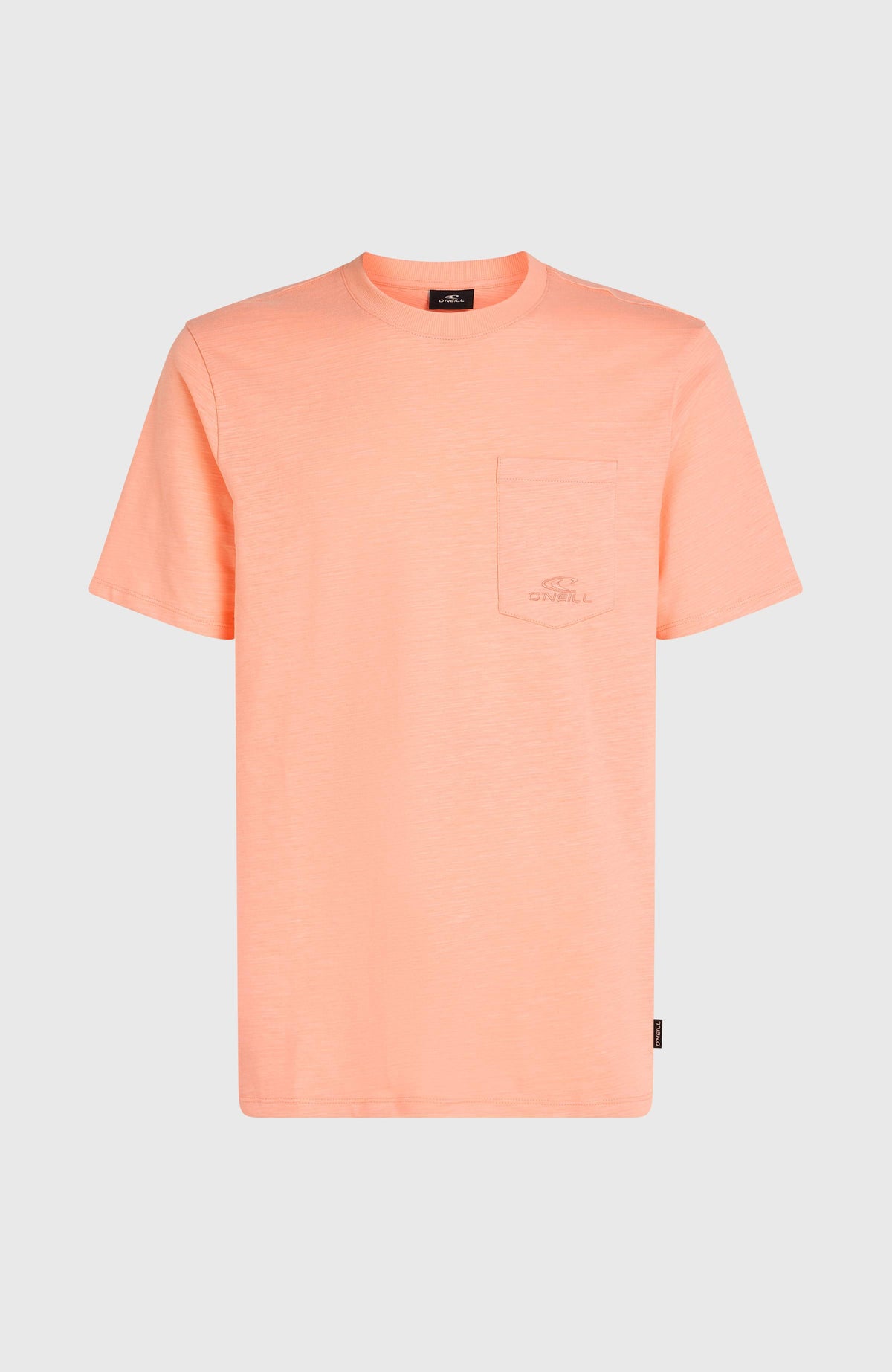 Slub Chest Pocket T-Shirt, pink, flach liegend von vorne mit aufgesetzter Brusttasche