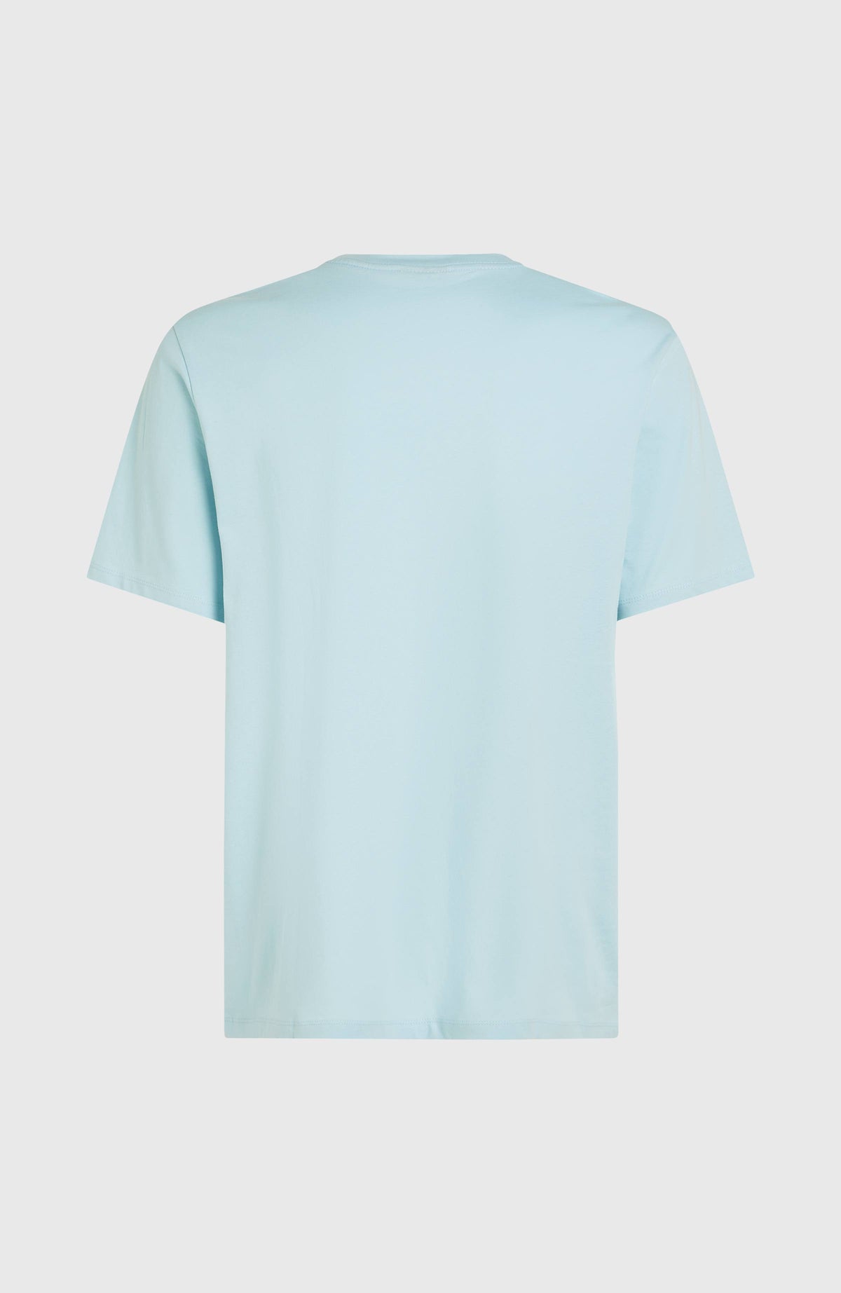 Chest Print T-Shirt für Herren in Blau, freigestellt von hinten mit Rundhalsausschnitt und kurzen Ärmeln