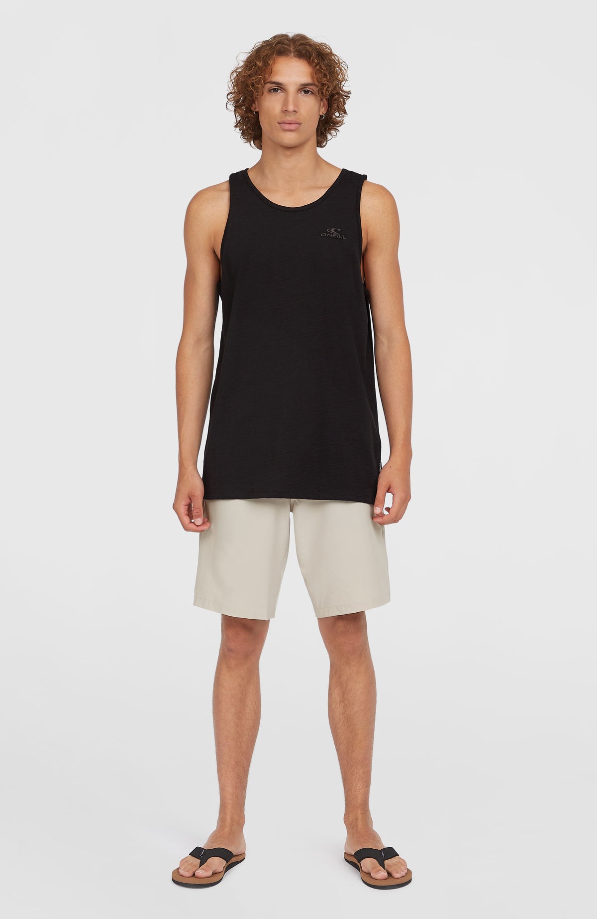 O'Neill Slub Tanktop für Herren, schwarz, Vorderansicht, getragen am Model