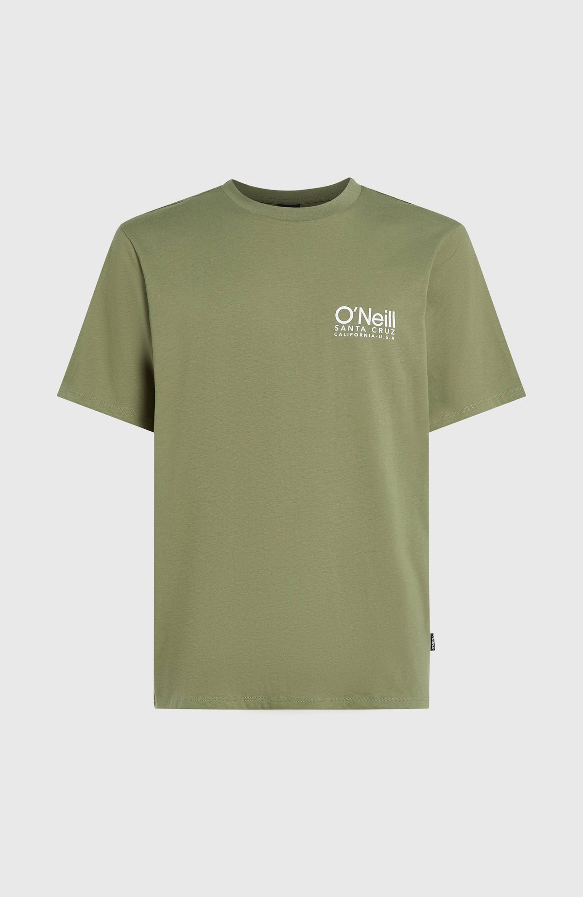 Original Cali Logo T-Shirt für Herren, grün mit Logo-Print in Weiß, flach liegend von vorne