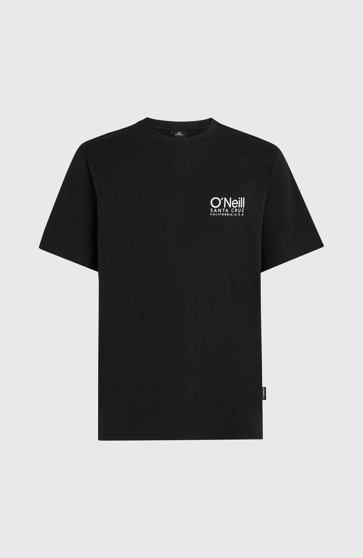 Original Cali Logo T-Shirt für Herren, schwarz mit Logo-Print in Weiß, freigestellt von vorne