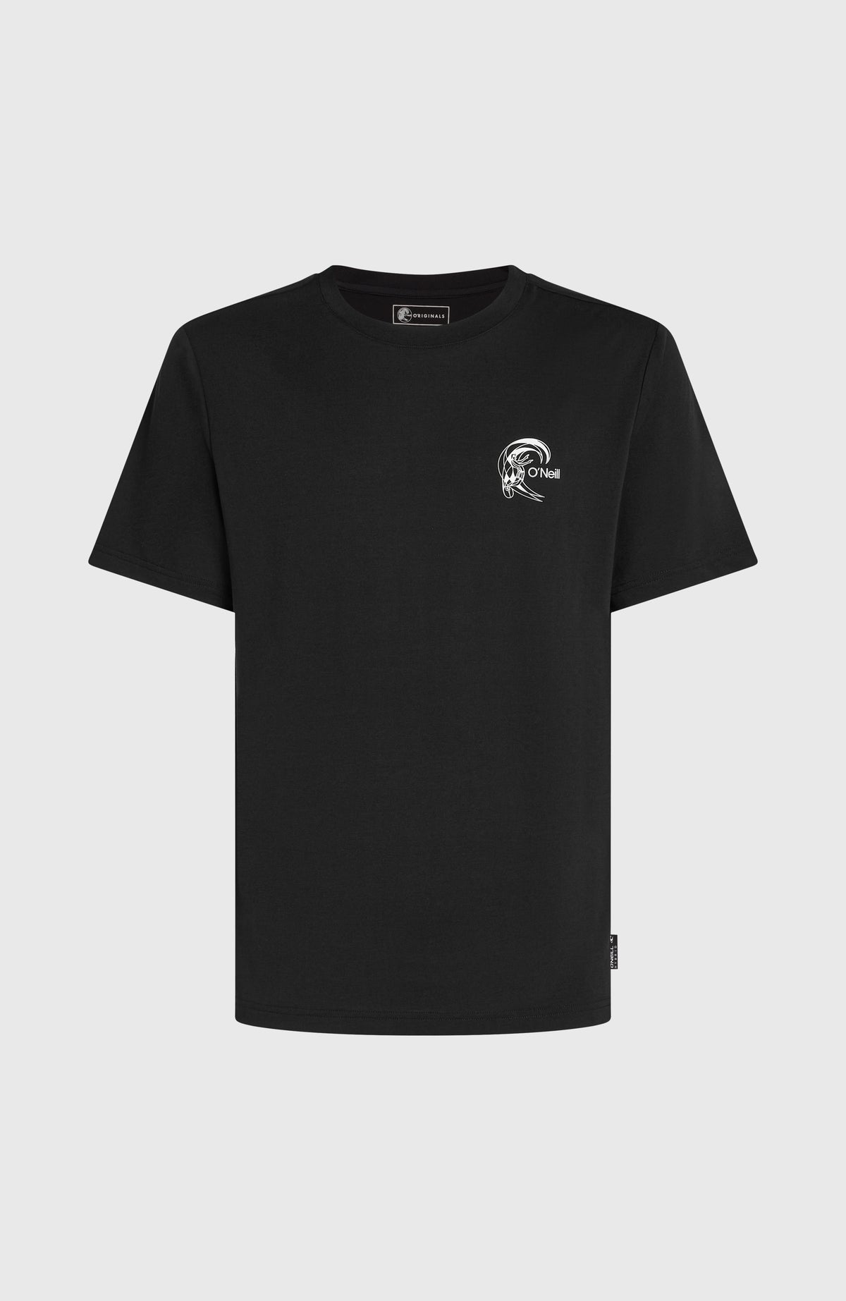 O'Riginals Hybrid T-Shirt für Herren, schwarz mit Logo-Print in Weiß, freigestellt von vorne
