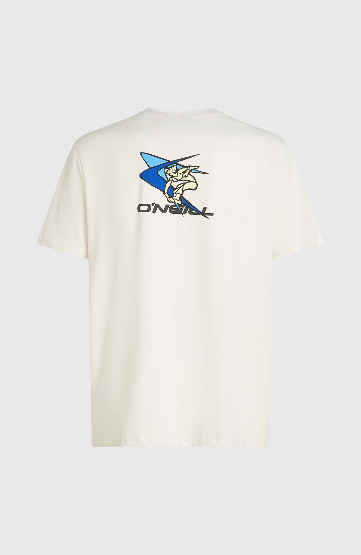Weißes FWC'Play Graphic T-Shirt für Herren mit Grafik-Print in Blau und Schwarz, freigestellt von hinten