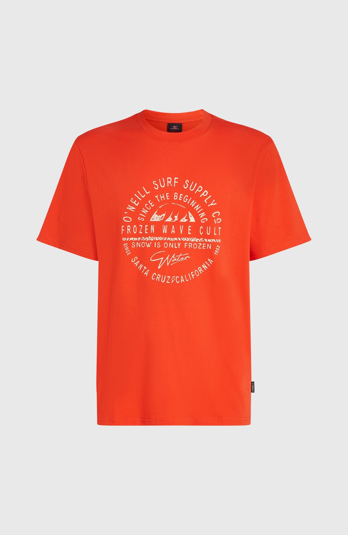 Muir T-Shirt für Herren, rot mit Logo-Print in Weiß, freigestellt von vorne