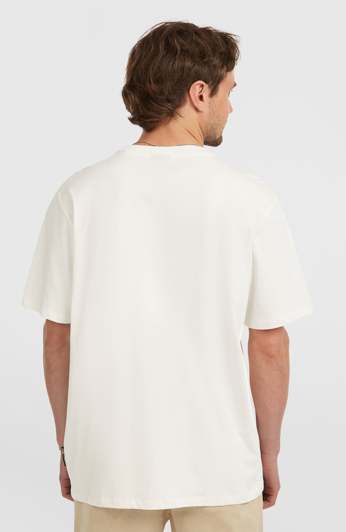 Original Cali Logo T-Shirt für Herren, weiß, unifarbene Rückansicht mit Rundhalsausschnitt getragen am Model