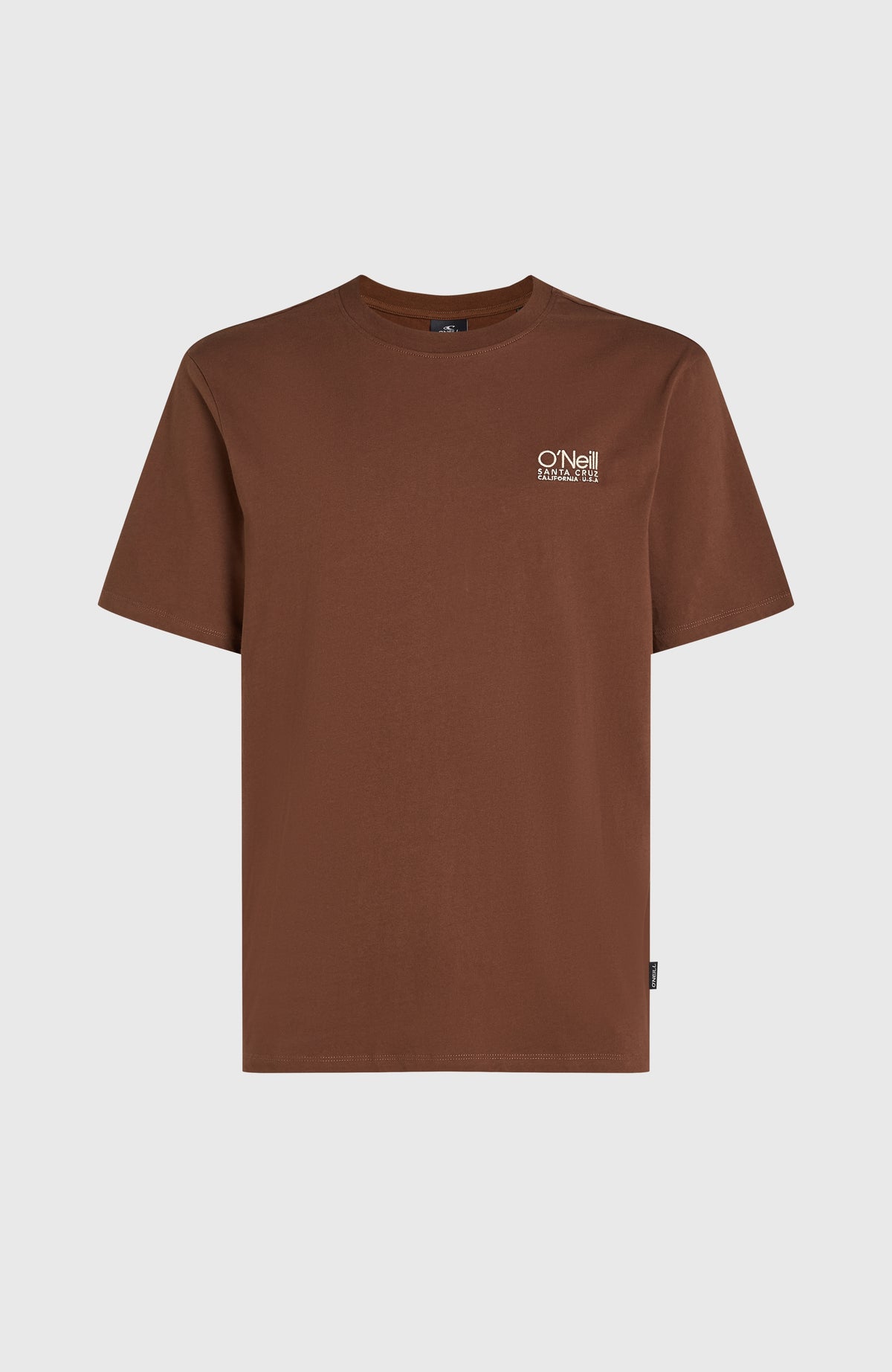 Original Cali Logo T-Shirt für Herren, braun mit Logo-Print in Weiß, freigestellt von vorne