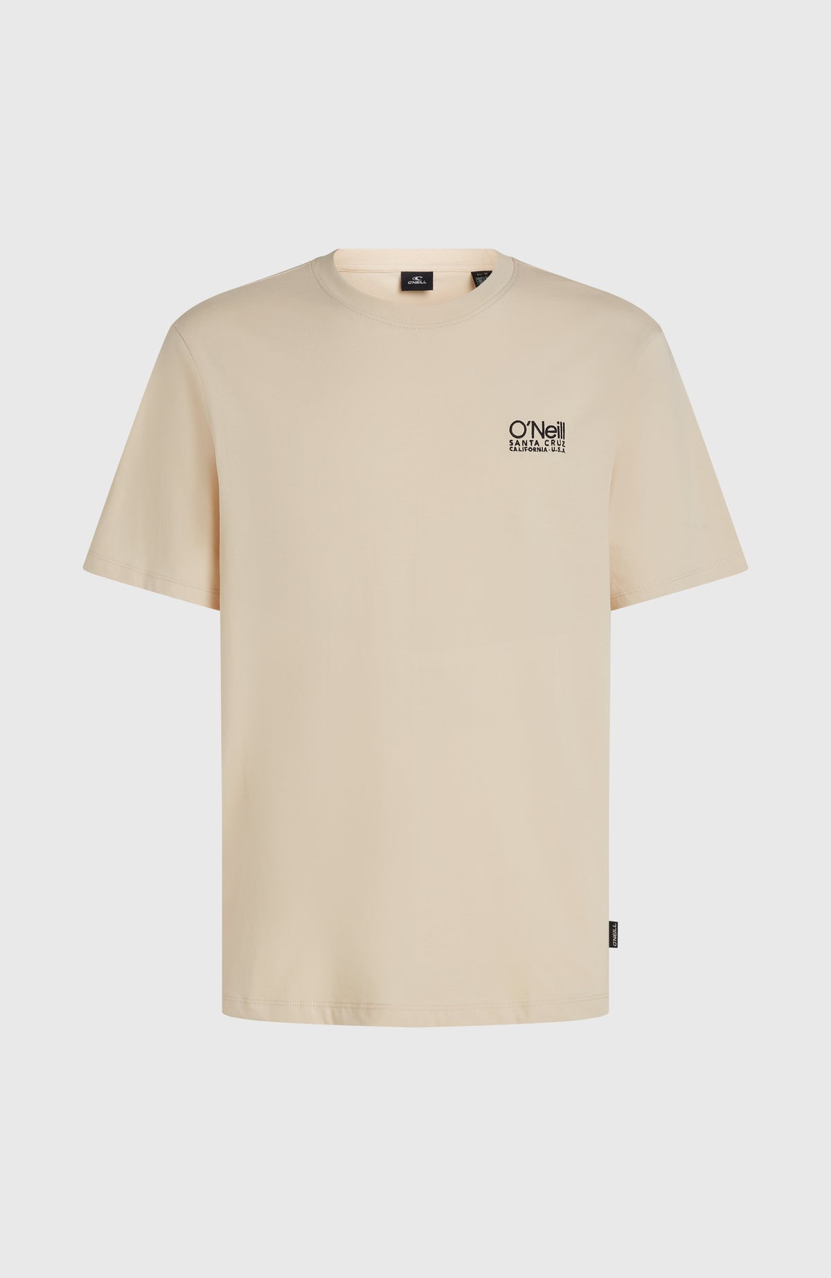 Original Cali Logo T-Shirt für Herren, beige mit Logo-Print in Schwarz, freigestellt von vorne