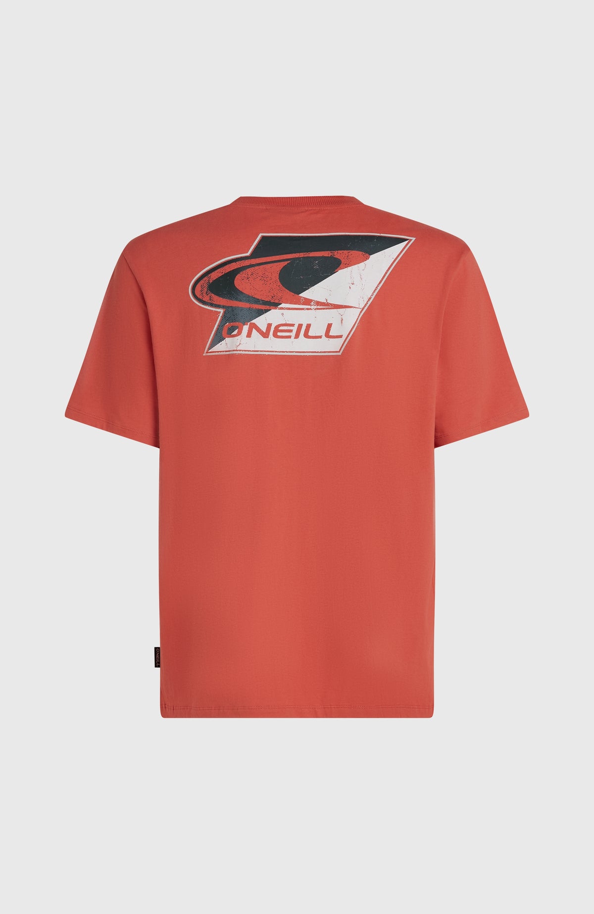 Rotes Re-Issue Graphic T-Shirt für Herren mit großem Logo-Print in Schwarz und Weiß, freigestellt von hinten