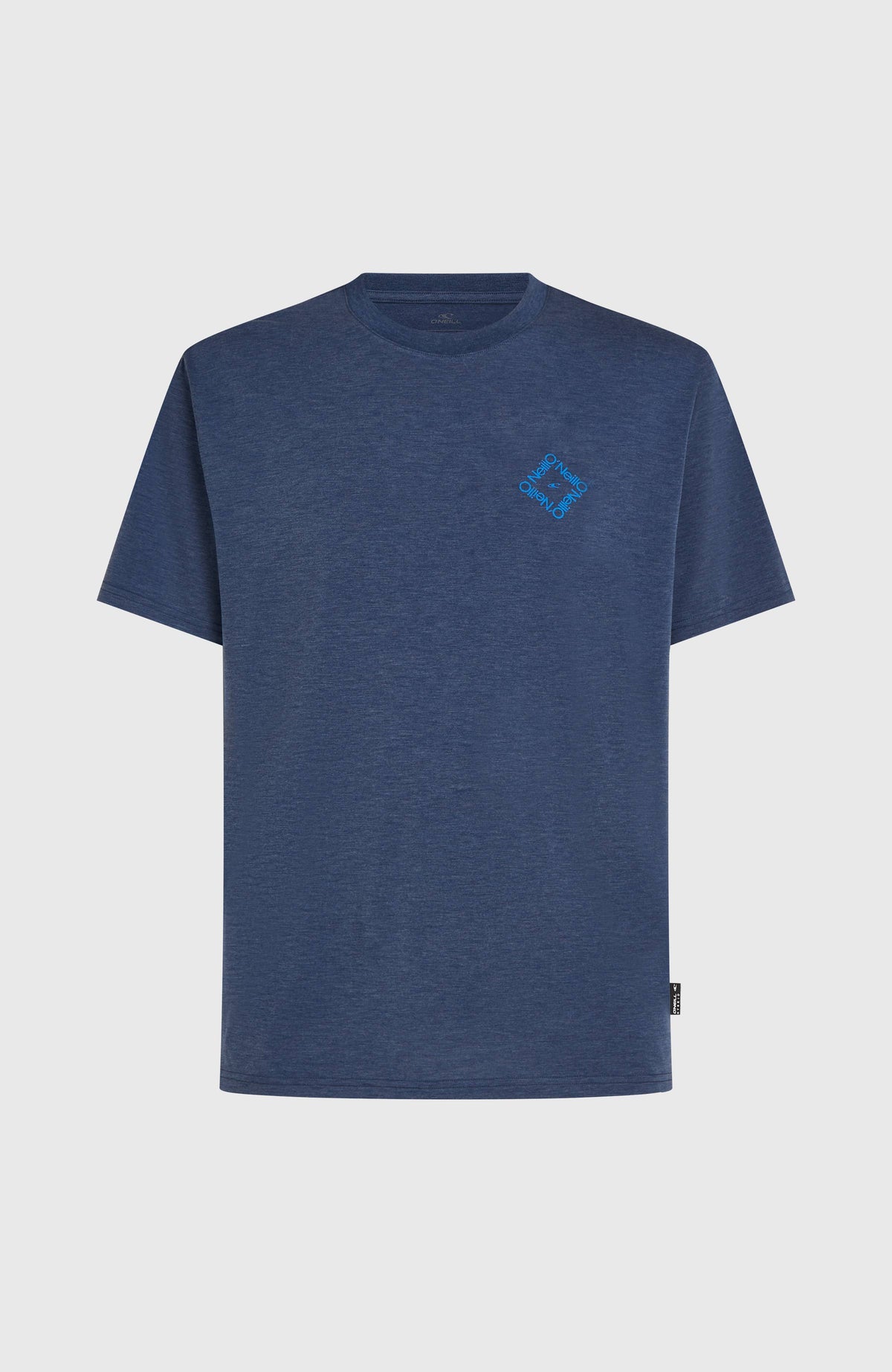 Hybrid Polygiene T-Shirt für Herren, blau mit Logo-Print in Hellblau, flach liegend von vorne