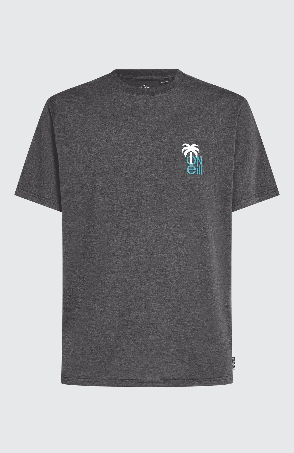Hybrid Polygiene Graphic T-Shirt, schwarz mit Logo-Print in Weiß und Türkis, flach liegend von vorne