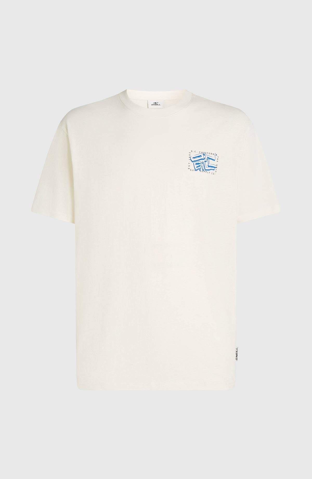 Photo Back Print T-Shirt für Herren, weiß mit Foto-Print in Blau, freigestellt von vorne