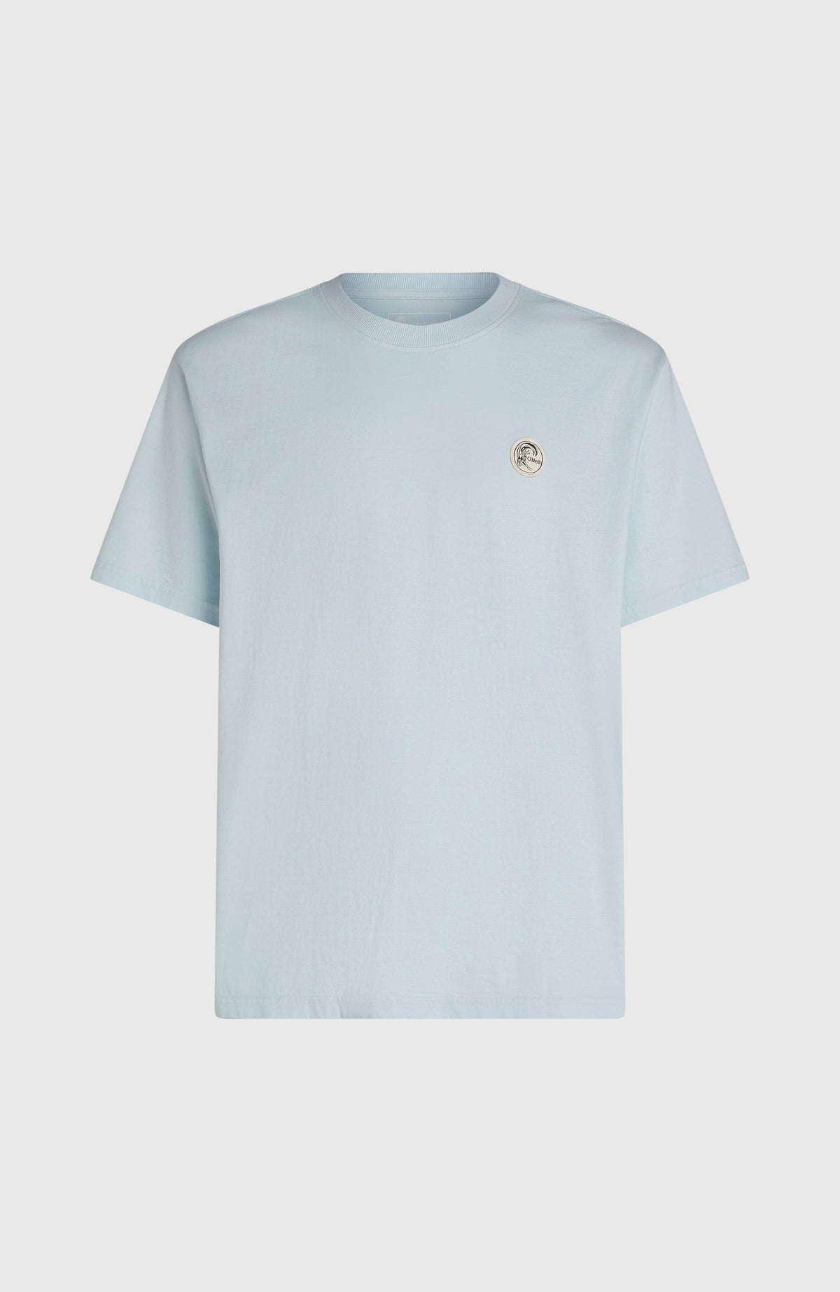 O'Riginals Vintage Graphic T-Shirt, blau, freigestellt von vorne mit rundem Logo-Patch