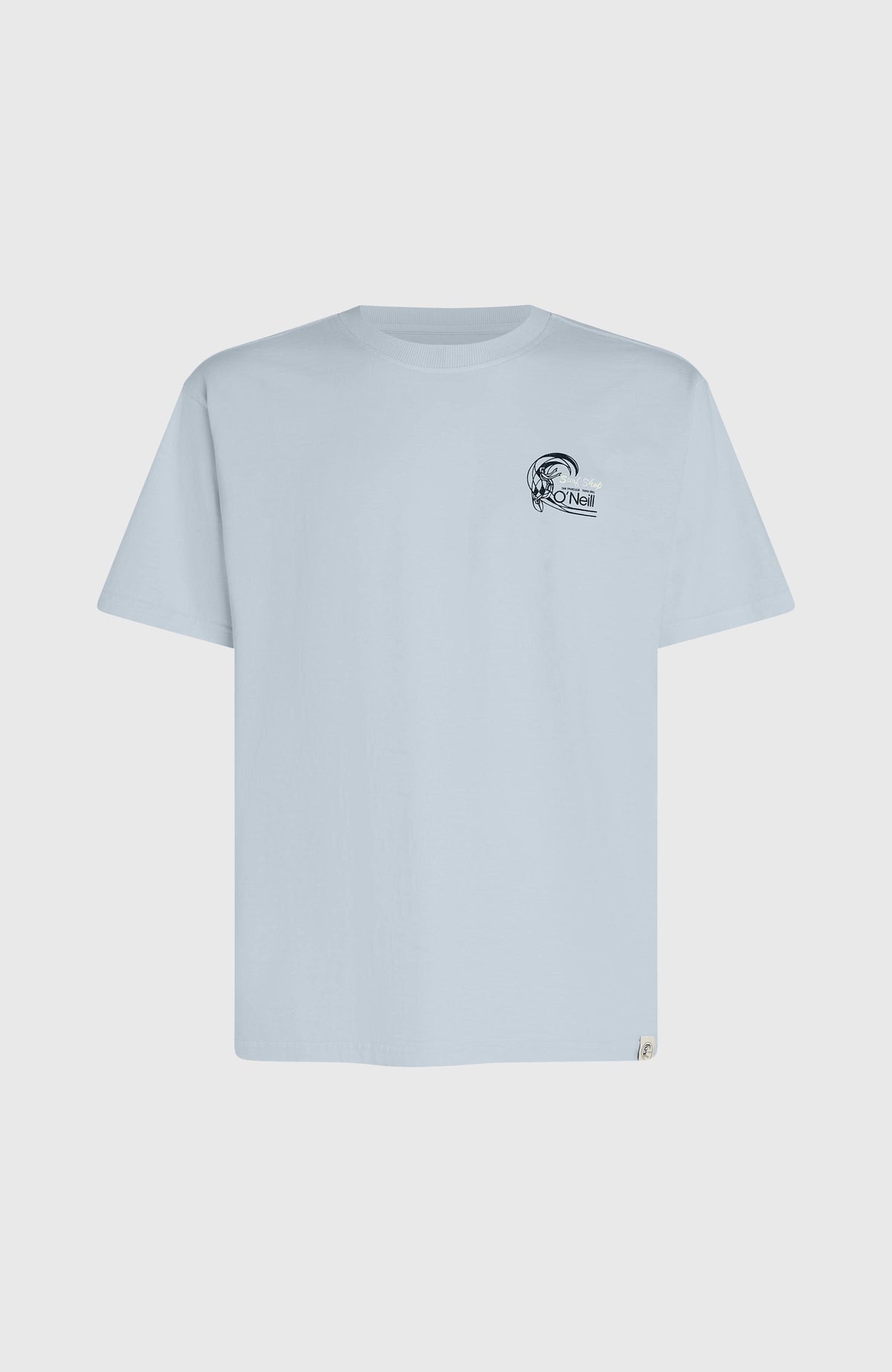 O'Riginals 70s Graphic T-Shirt für Herren, blau mit Grafik-Print in Schwarz und Gelb, freigestellt von vorne