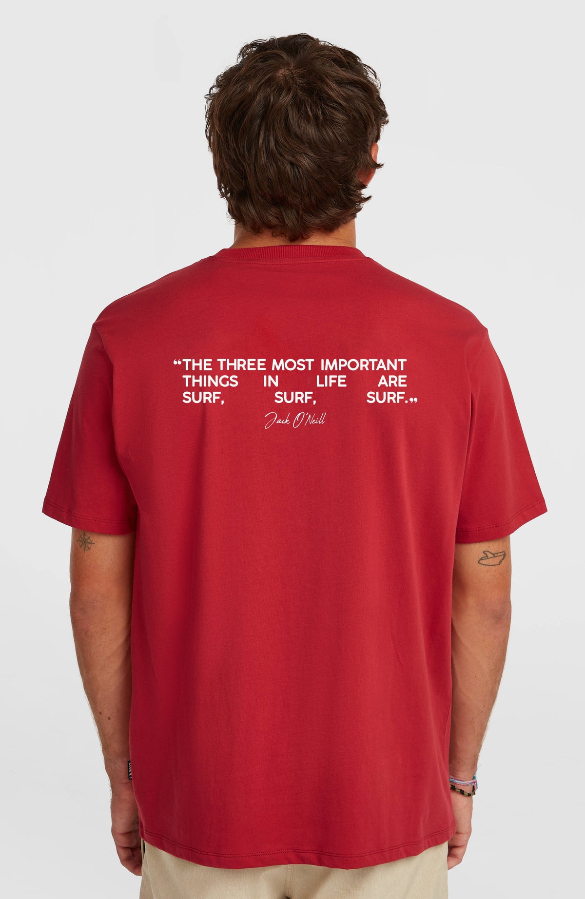 Polygiene Cotton Graphic T-Shirt für Herren, rot, Rückansicht am Model mit Schriftzug-Print