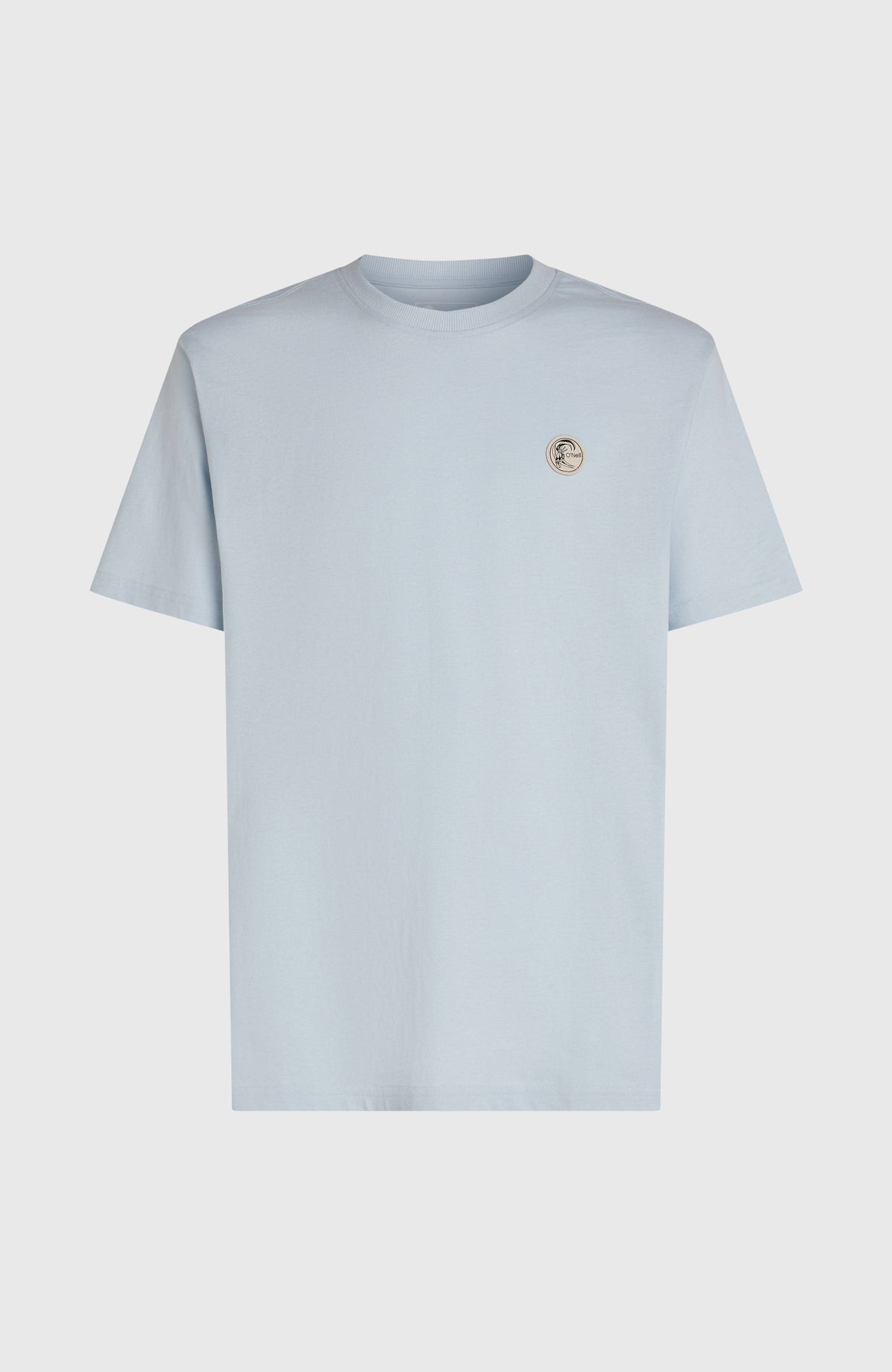 O'Riginals Badge T-Shirt für Herren, blau, flach liegend von vorne mit Logo-Badge