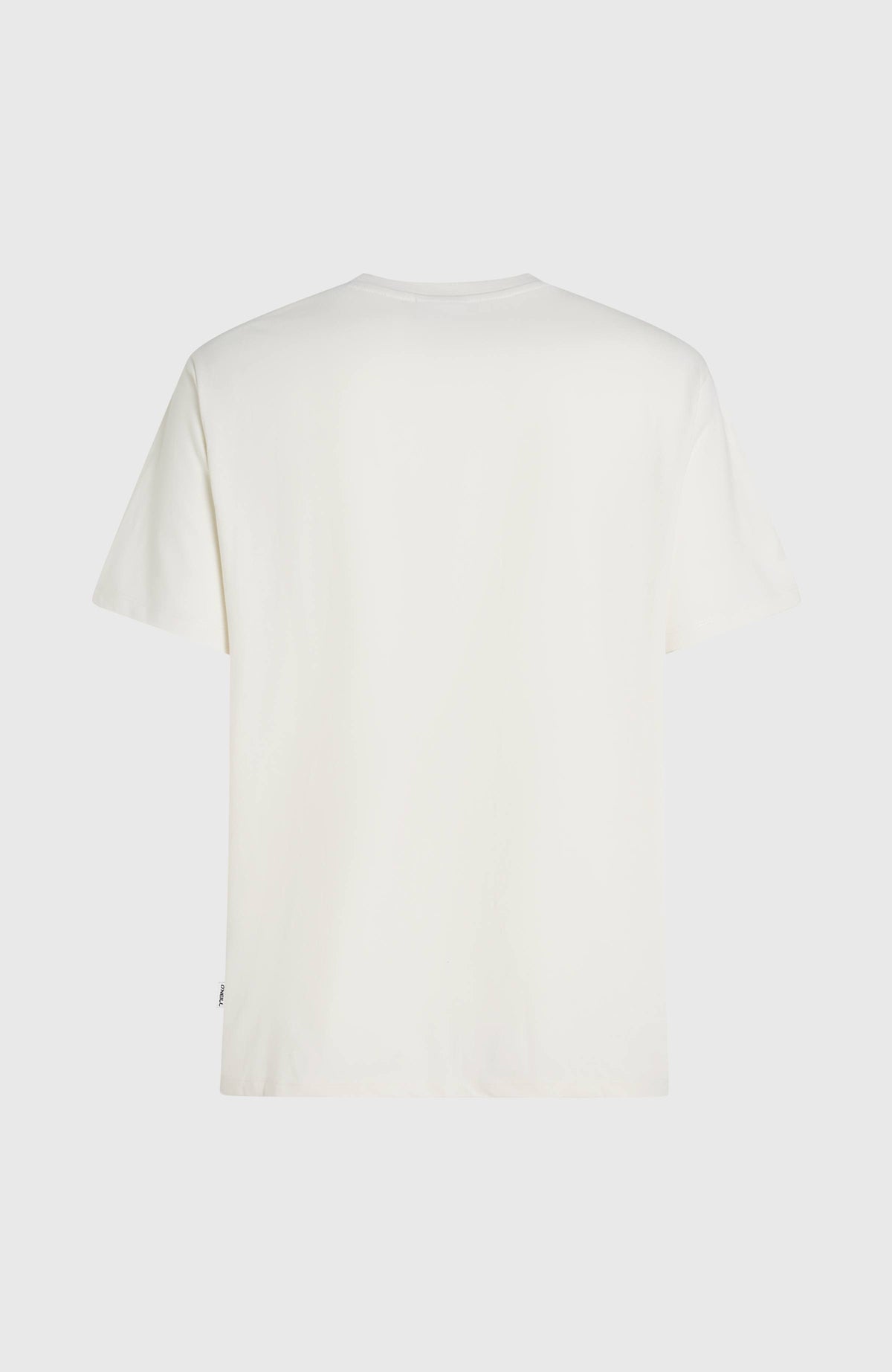 Melange Front-Print T-Shirt für Herren, weiß, unifarbene Rückseite flach liegend mit kleinem Saumlabel