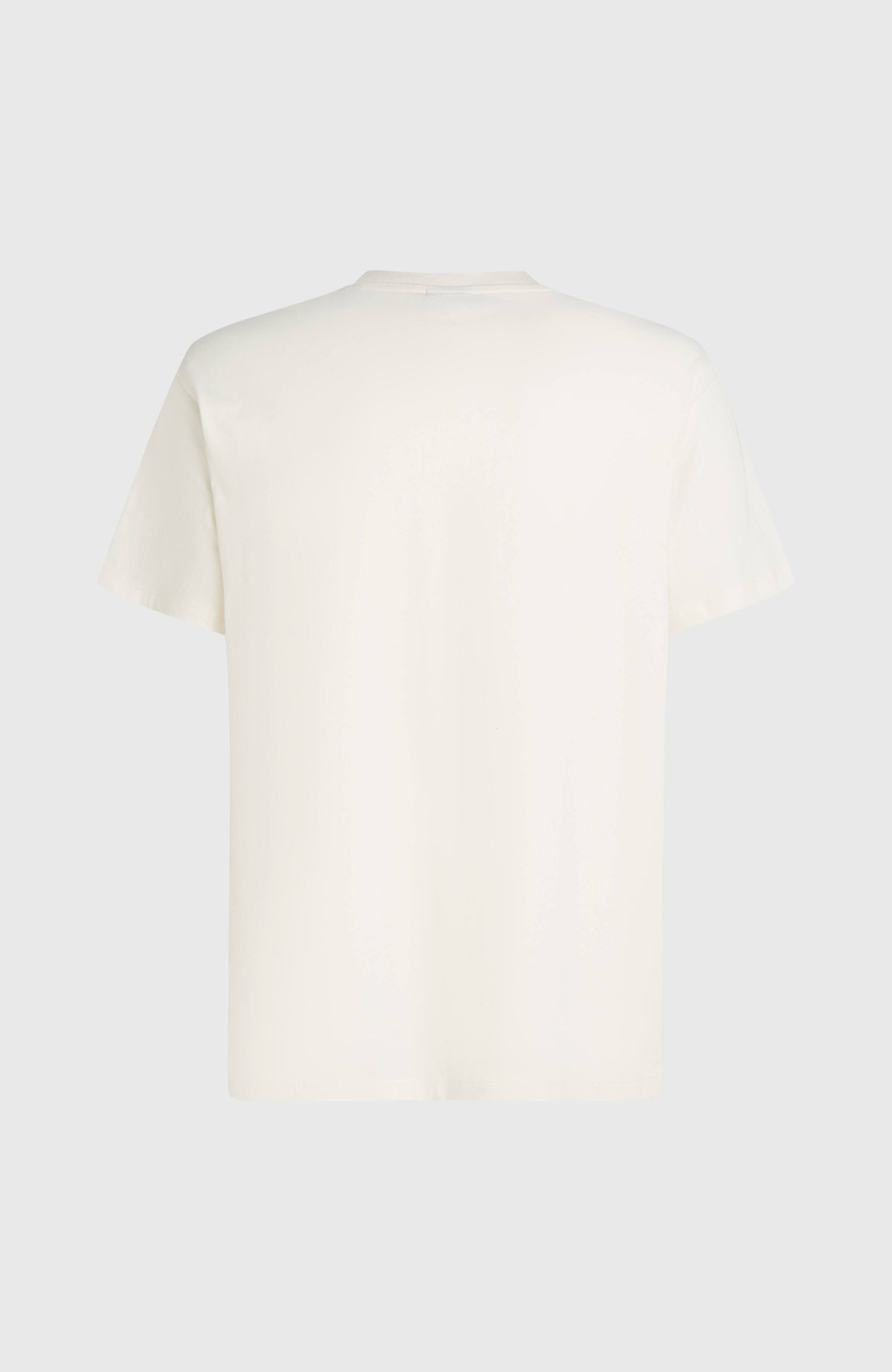 Chest Pocket T-Shirt für Herren, weiß mit Palmen-Print in Grün, freigestellt von hinten