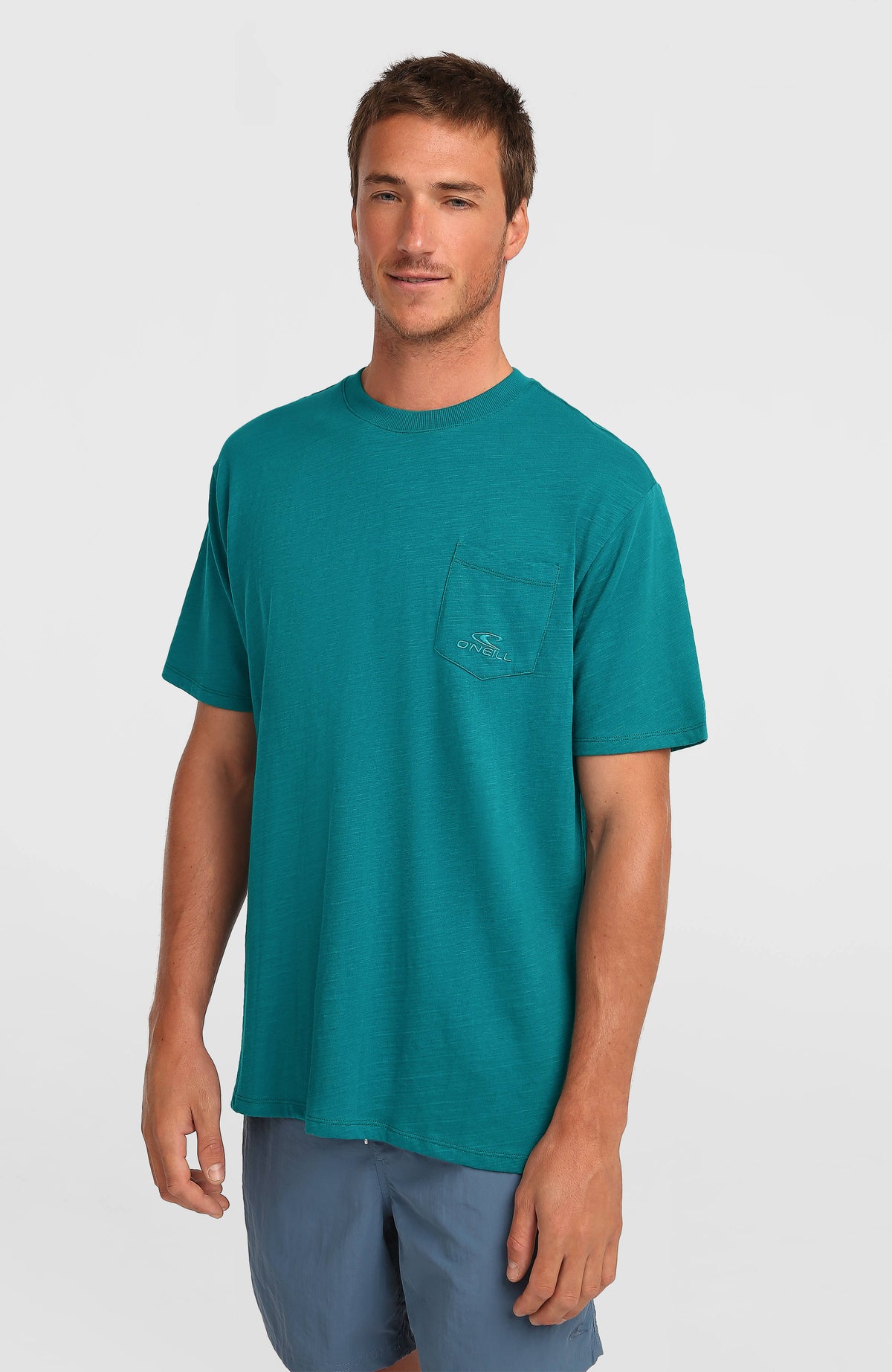 O'Neill Slub Chest Pocket T-Shirt für Herren, grün, Vorderansicht, am Model
