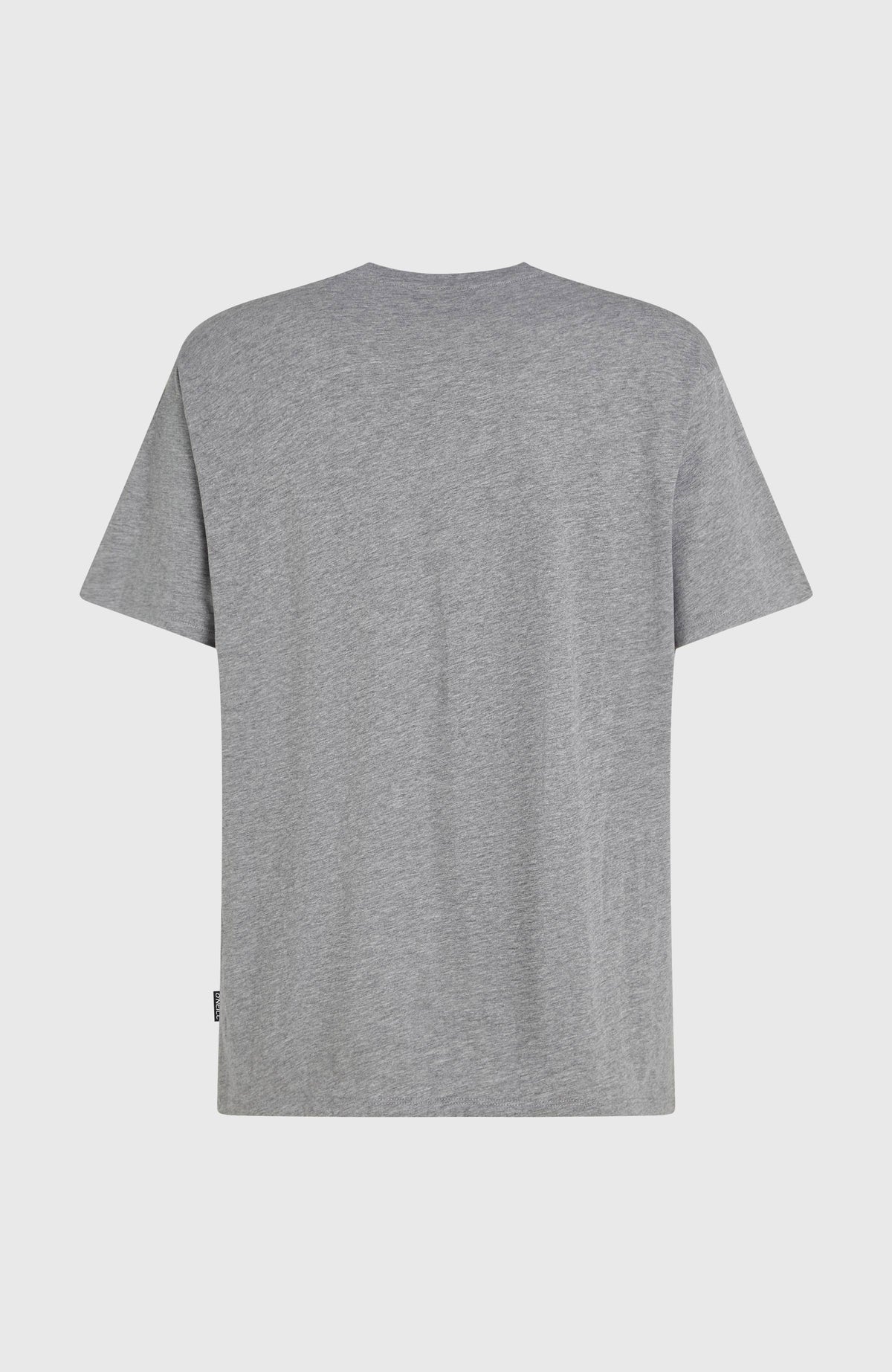 Small Logo T-Shirt für Herren, grau mit Logo-Print in Weiß, freigestellt von hinten, Label-Flag am Saum