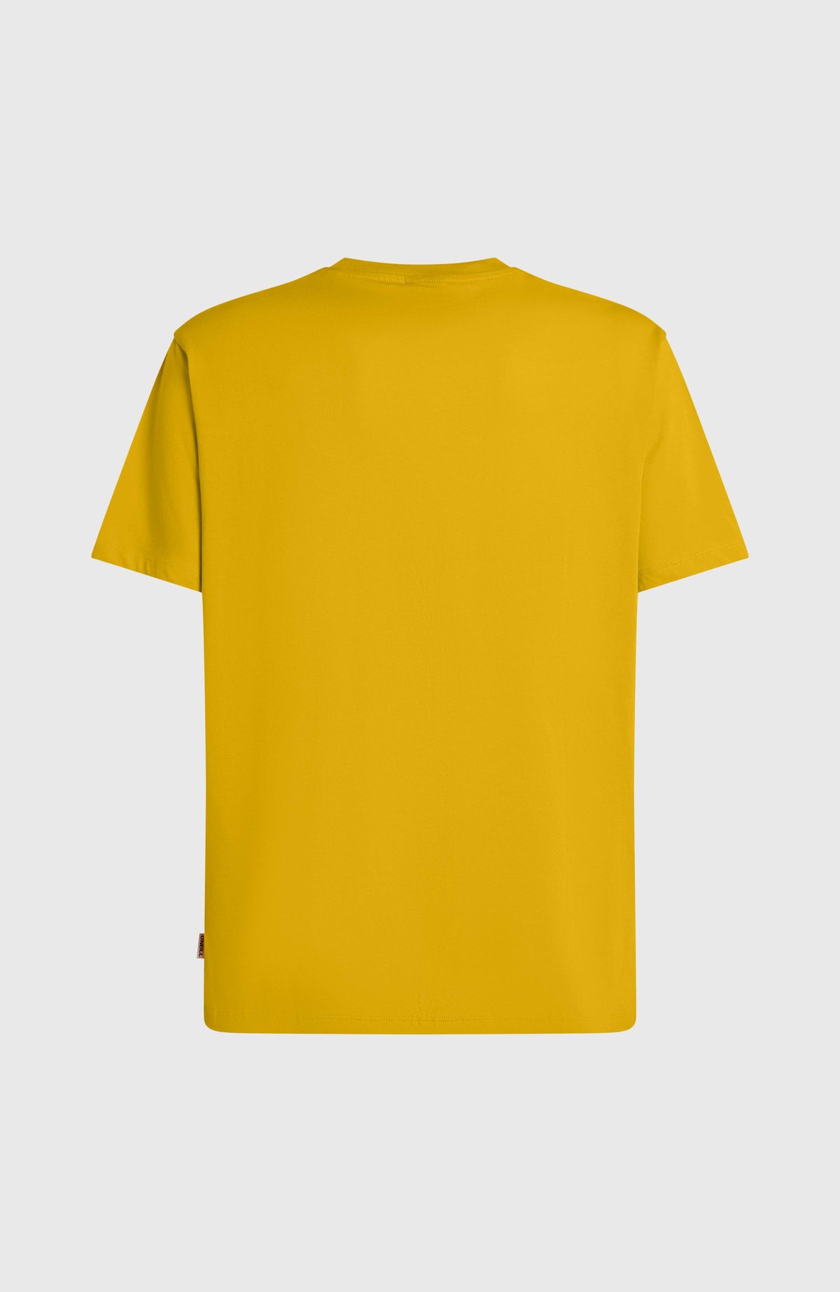 Original Cali T-Shirt für Herren, gelb, flach liegend von hinten mit kleinem Label am Saum